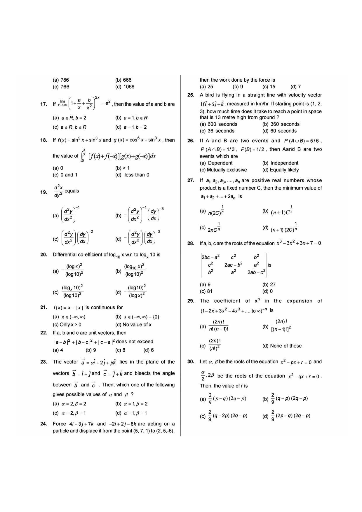 NIMCET 2018 Question Paper - Page 2