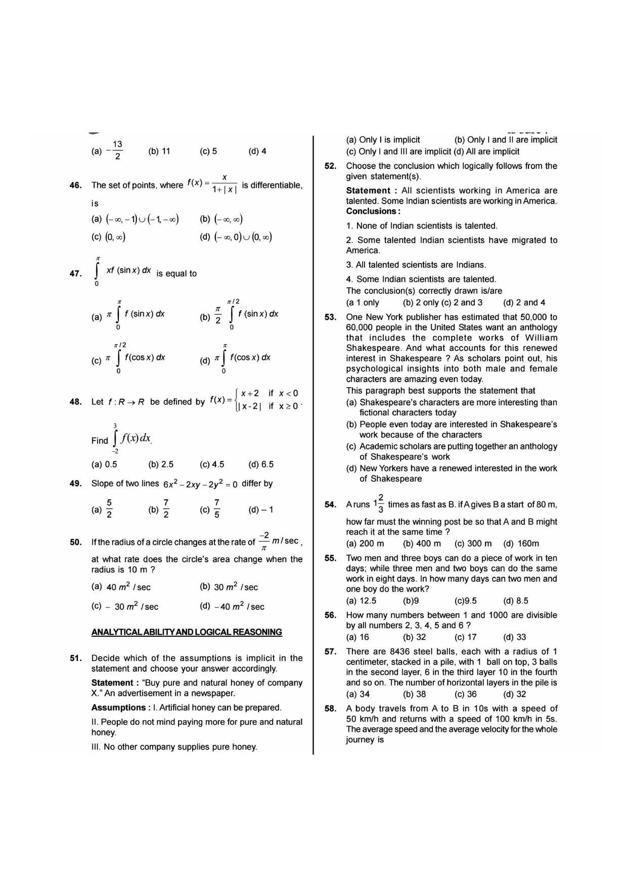 NIMCET 2018 Question Paper - Page 4