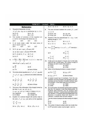 NIMCET 2018 Question Paper