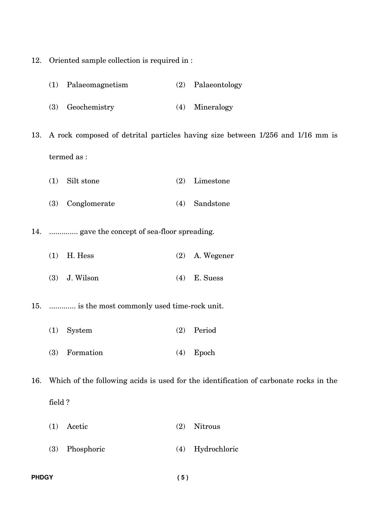 IGNOU PhD Entrance Test Ph. D. (Geology) Entrance Test, July, 2023 Question Paper - Page 6