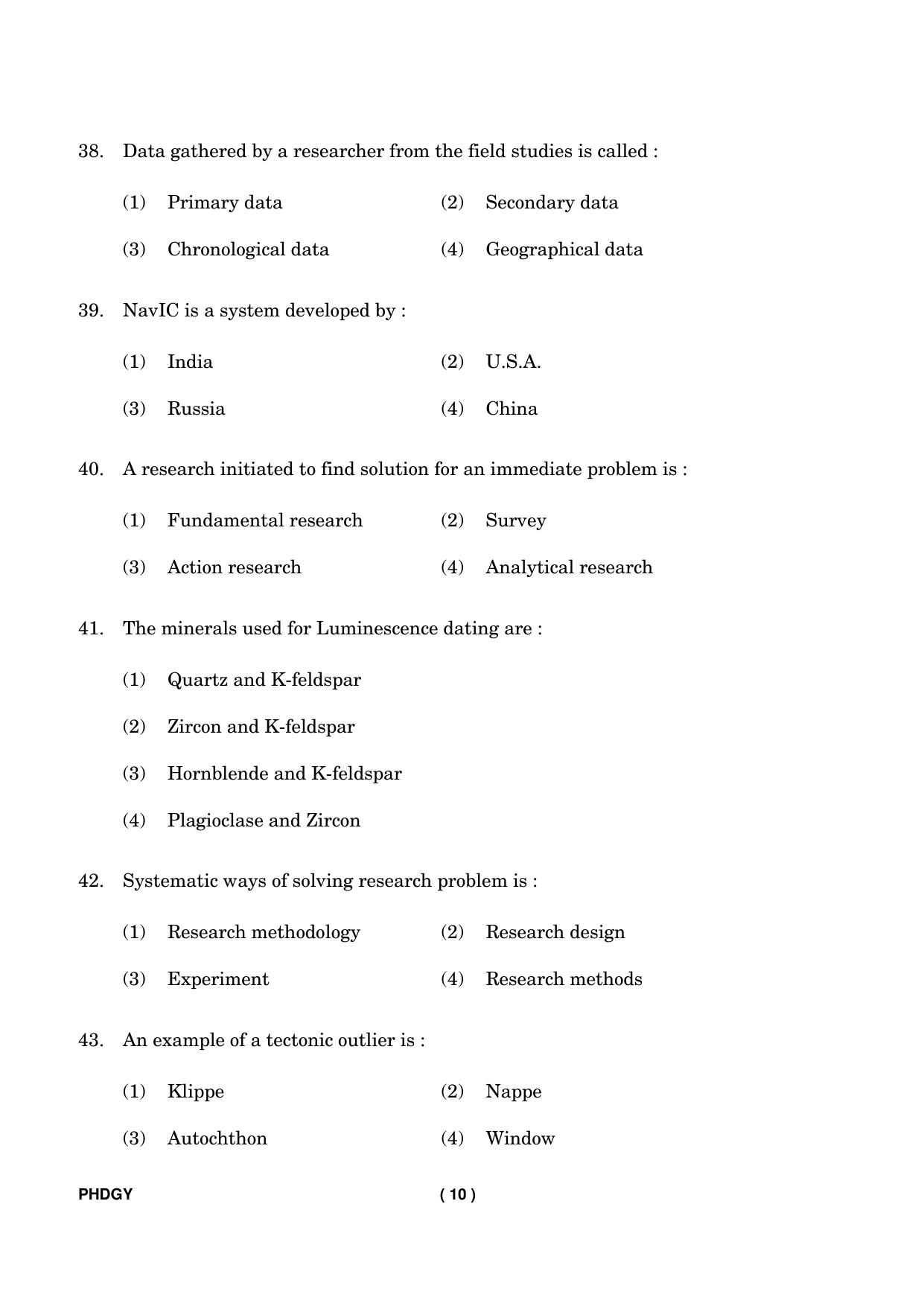IGNOU PhD Entrance Test Ph. D. (Geology) Entrance Test, July, 2023 Question Paper - Page 11