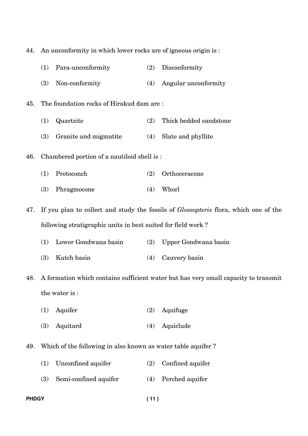 IGNOU PhD Entrance Test Ph. D. (Geology) Entrance Test, July, 2023 Question Paper - Page 12