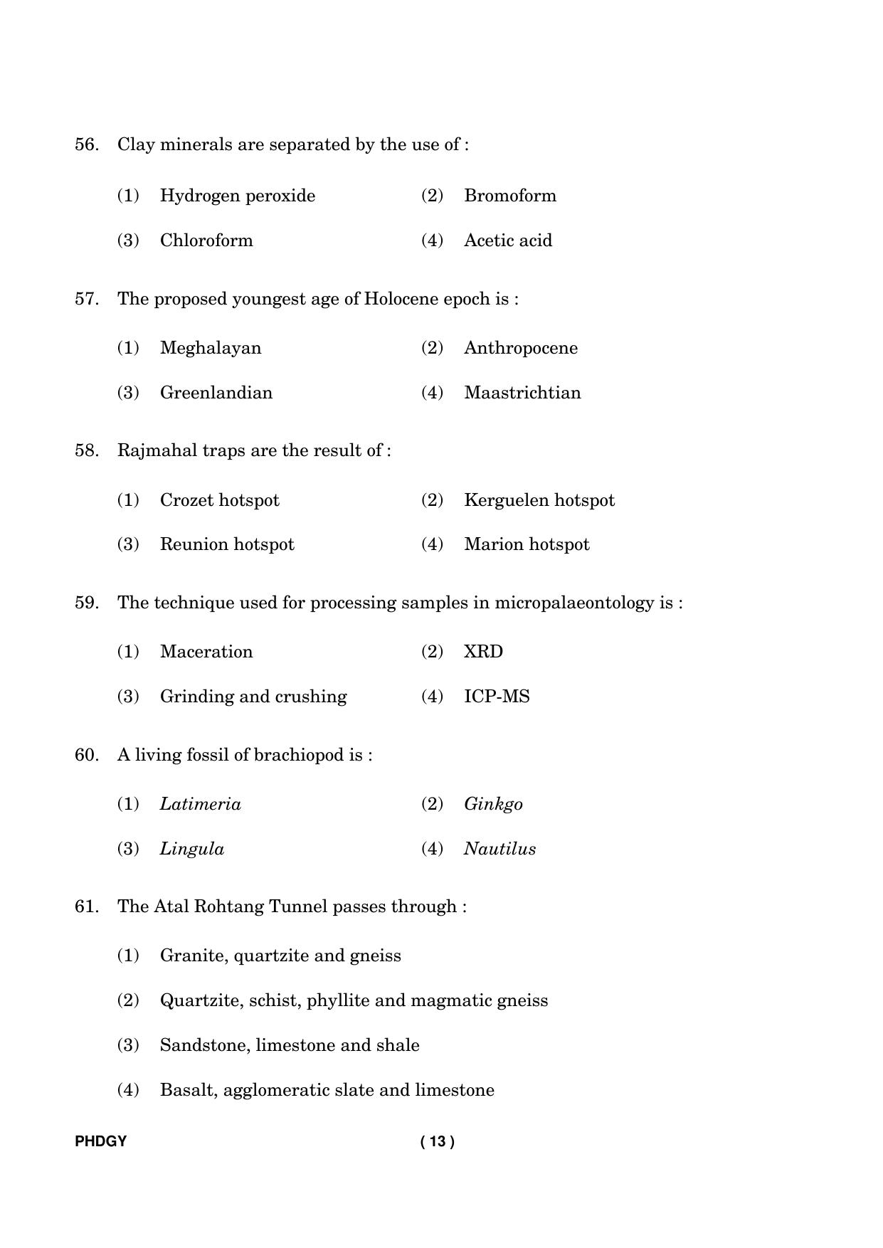 IGNOU PhD Entrance Test Ph. D. (Geology) Entrance Test, July, 2023 Question Paper - Page 14