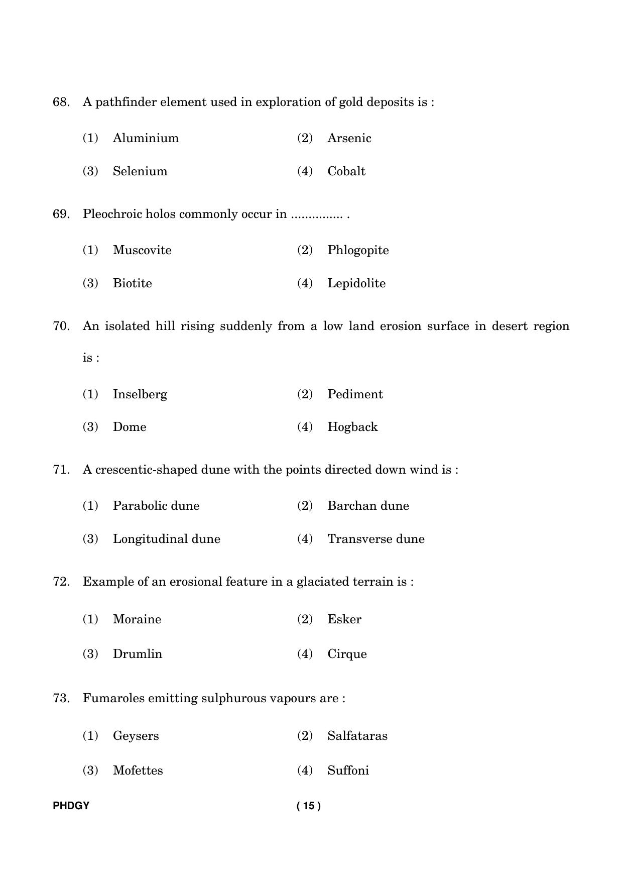 IGNOU PhD Entrance Test Ph. D. (Geology) Entrance Test, July, 2023 Question Paper - Page 16