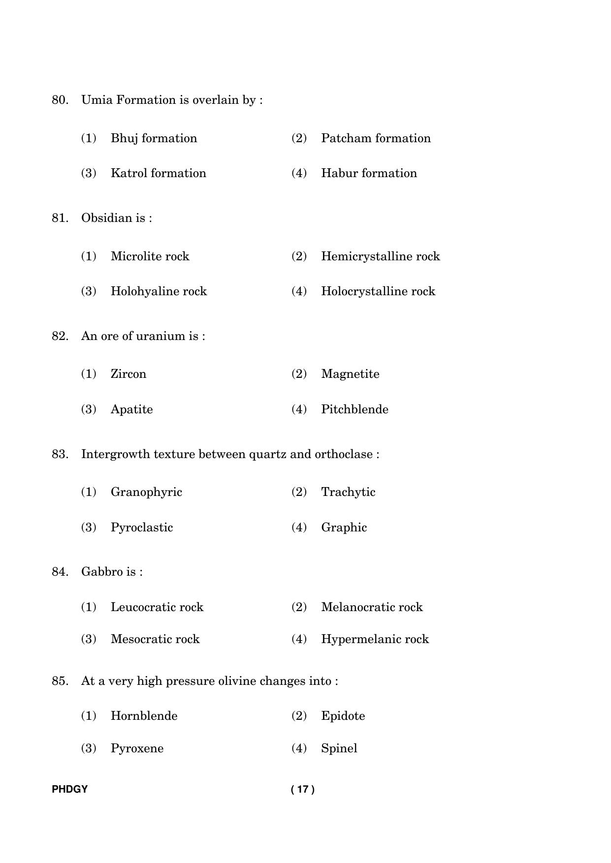 IGNOU PhD Entrance Test Ph. D. (Geology) Entrance Test, July, 2023 Question Paper - Page 18