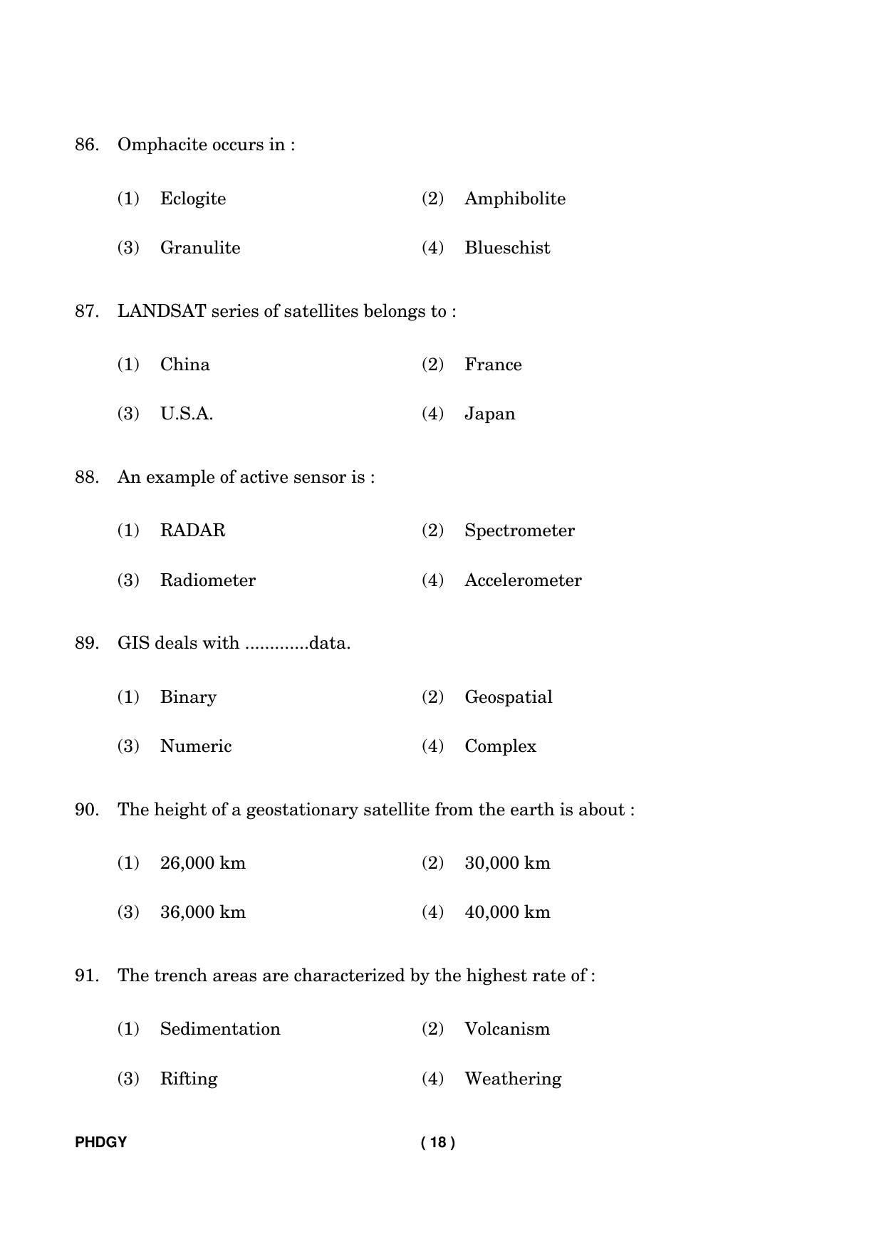 IGNOU PhD Entrance Test Ph. D. (Geology) Entrance Test, July, 2023 Question Paper - Page 19