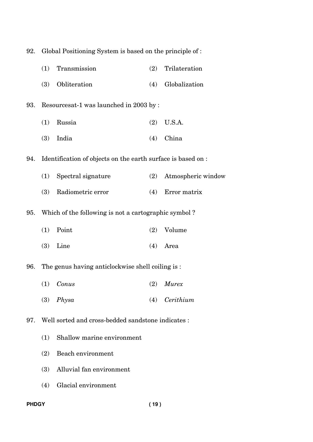 IGNOU PhD Entrance Test Ph. D. (Geology) Entrance Test, July, 2023 Question Paper - Page 20
