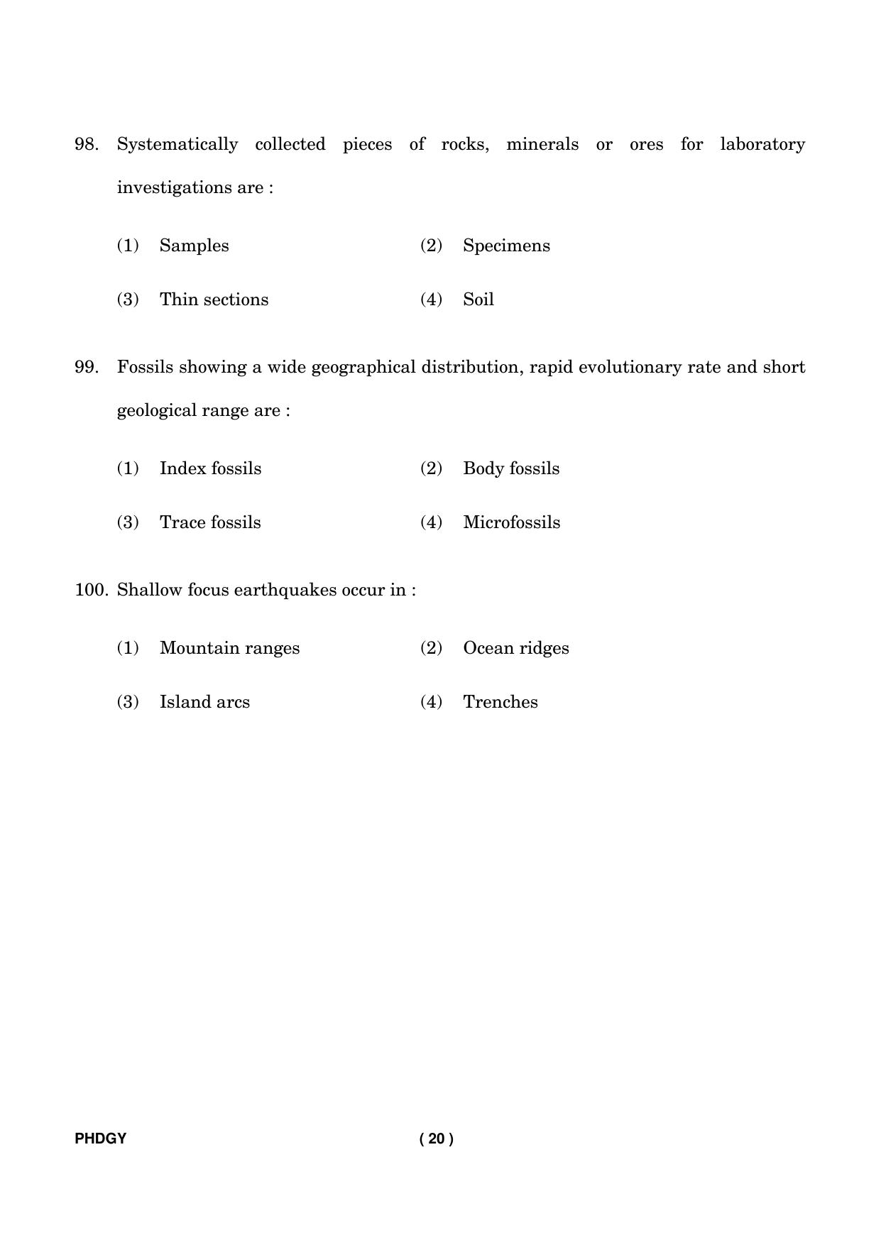 IGNOU PhD Entrance Test Ph. D. (Geology) Entrance Test, July, 2023 Question Paper - Page 21
