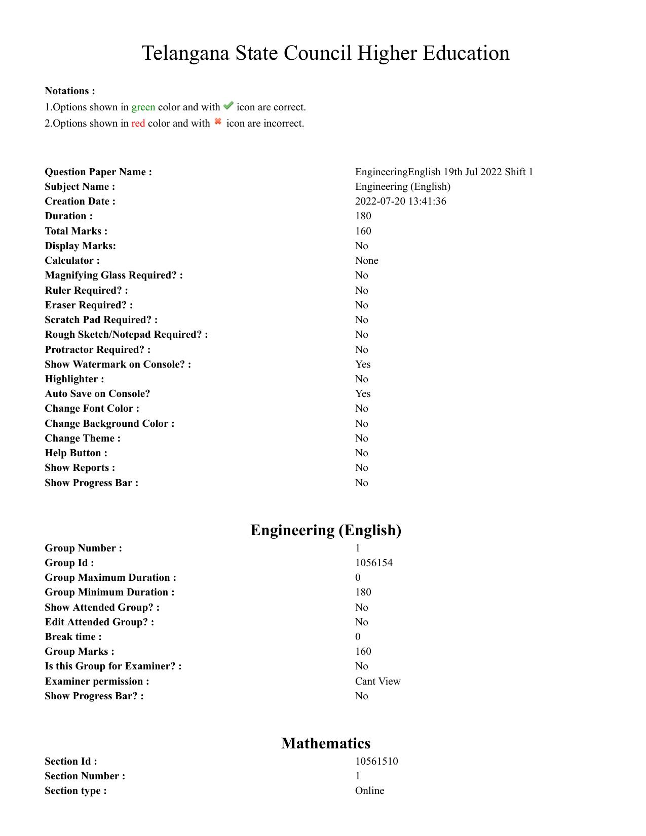 TS EAMCET 2022 Engineering Question Paper with Key (19 July 2022 Forenoon (English )) - Page 1