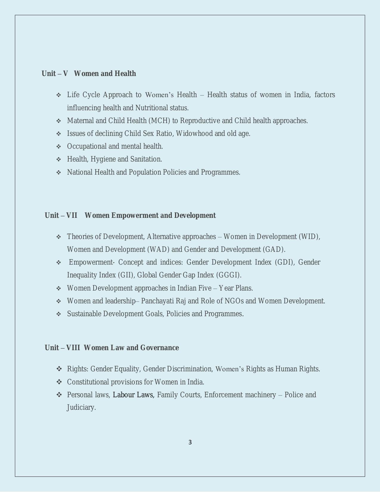 NTA PhD Entrance Exam Women Studies Syllabus - Page 3