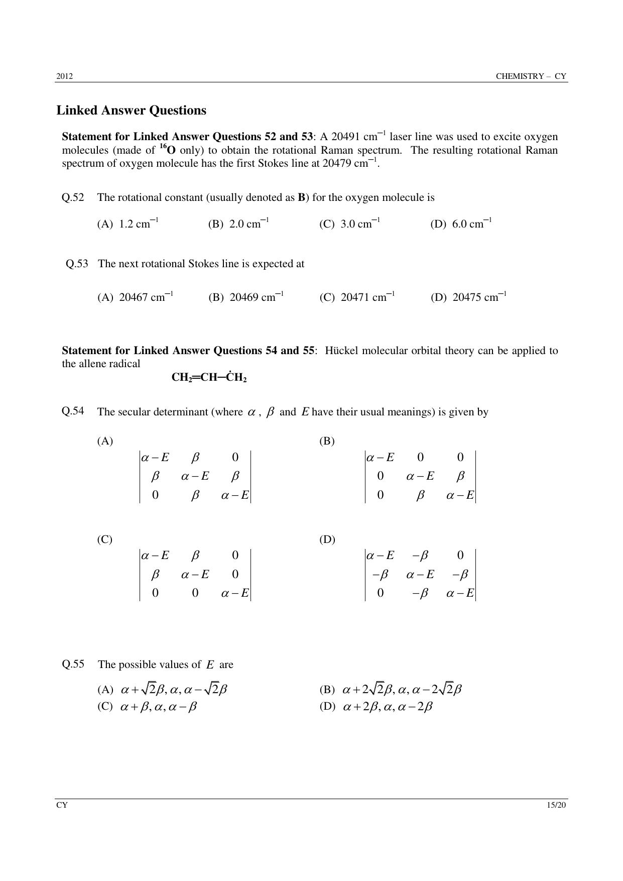 GATE 2012 Chemistry (CY) Question Paper with Answer Key - Page 15