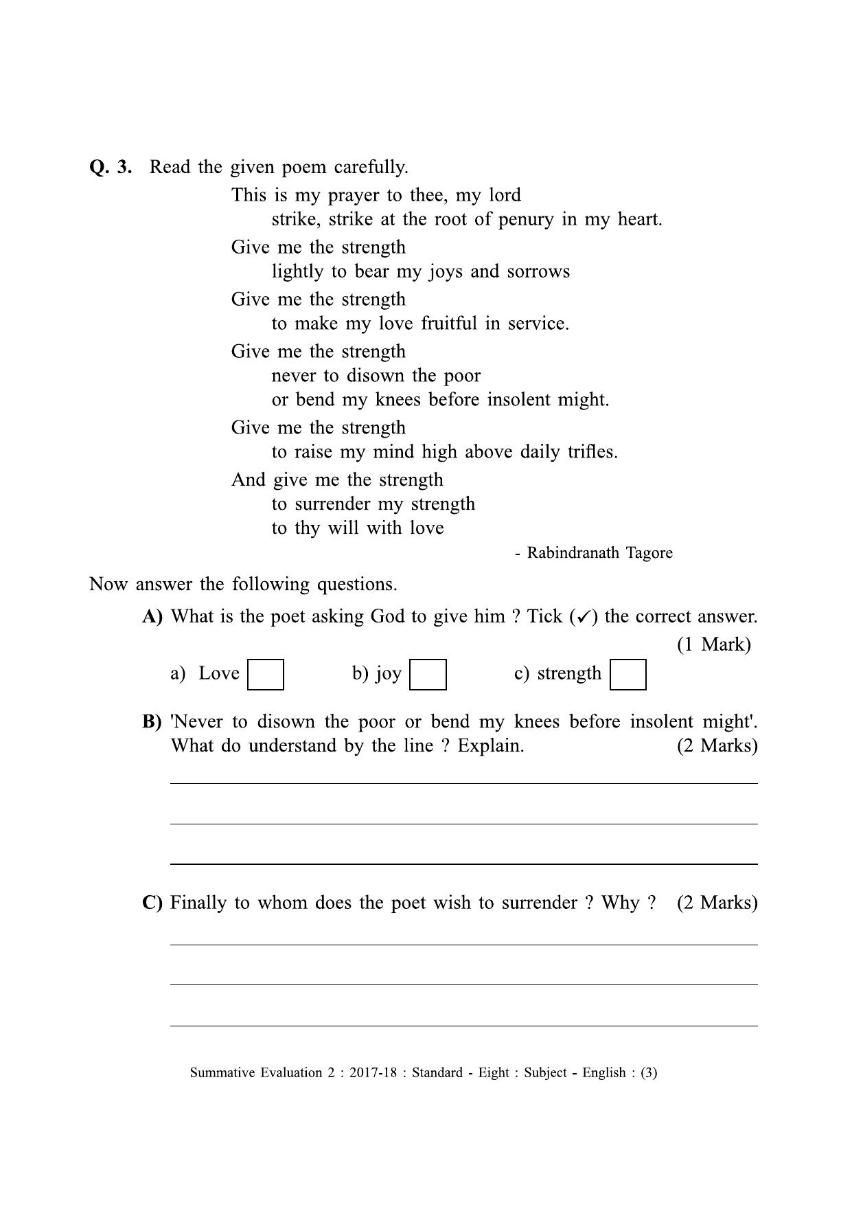 Maharashtra Board Class 8 English (First Language) Sample Question Paper - Page 3