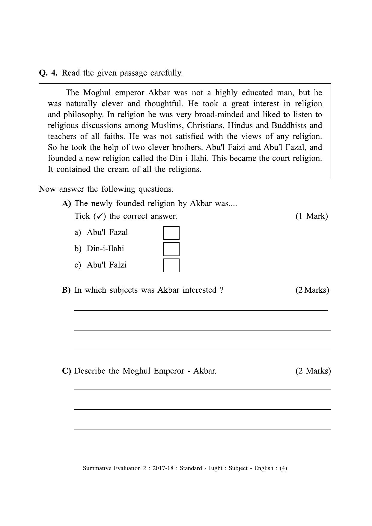 Maharashtra Board Class 8 English (First Language) Sample Question Paper - Page 4
