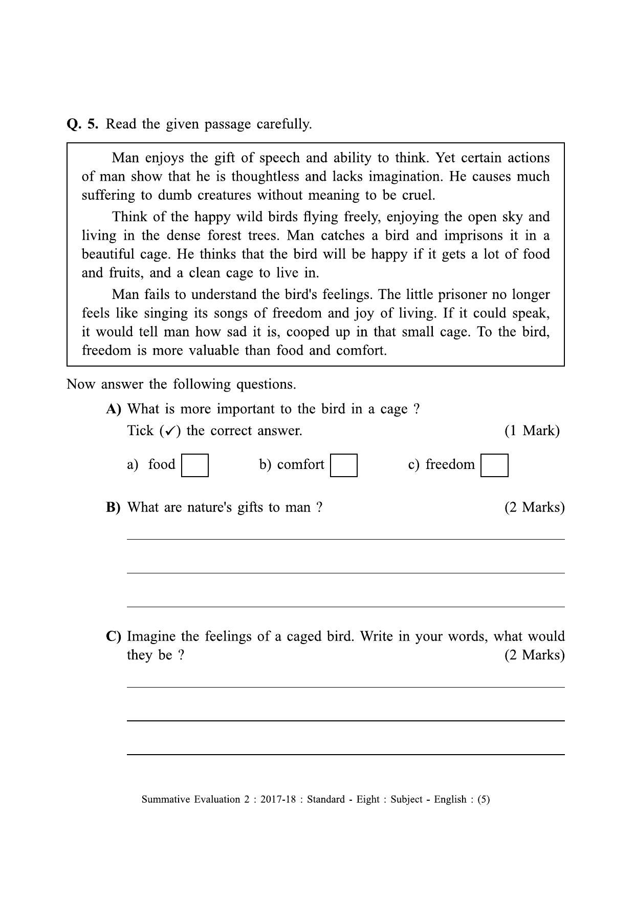 Maharashtra Board Class 8 English (First Language) Sample Question Paper - Page 5