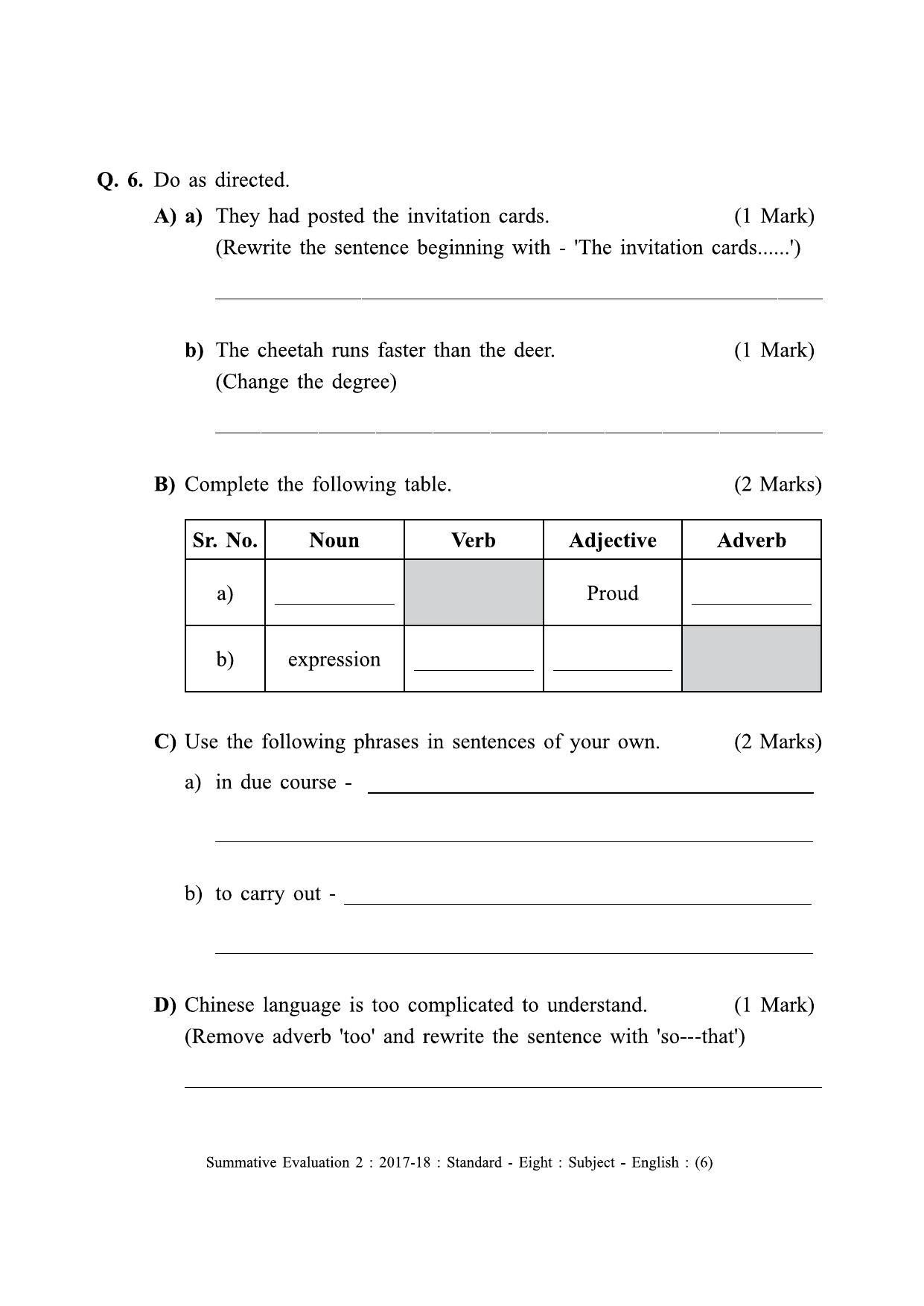 Maharashtra Board Class 8 English (First Language) Sample Question Paper - Page 6