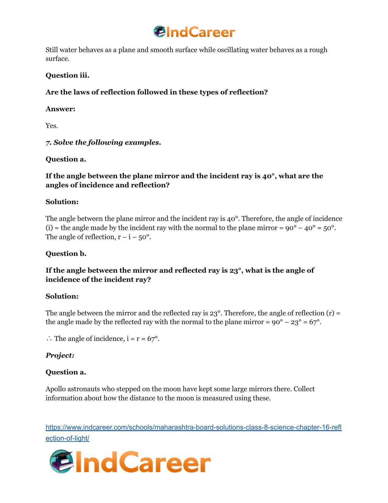 Maharashtra Board Solutions Class 8-Science: Chapter 16- Reflection of Light - Page 6