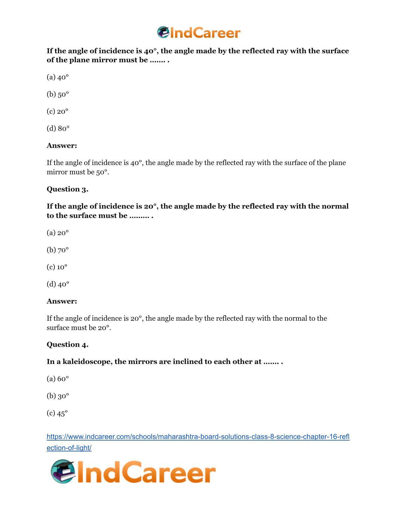 Maharashtra Board Solutions Class 8-Science: Chapter 16- Reflection of Light - Page 8