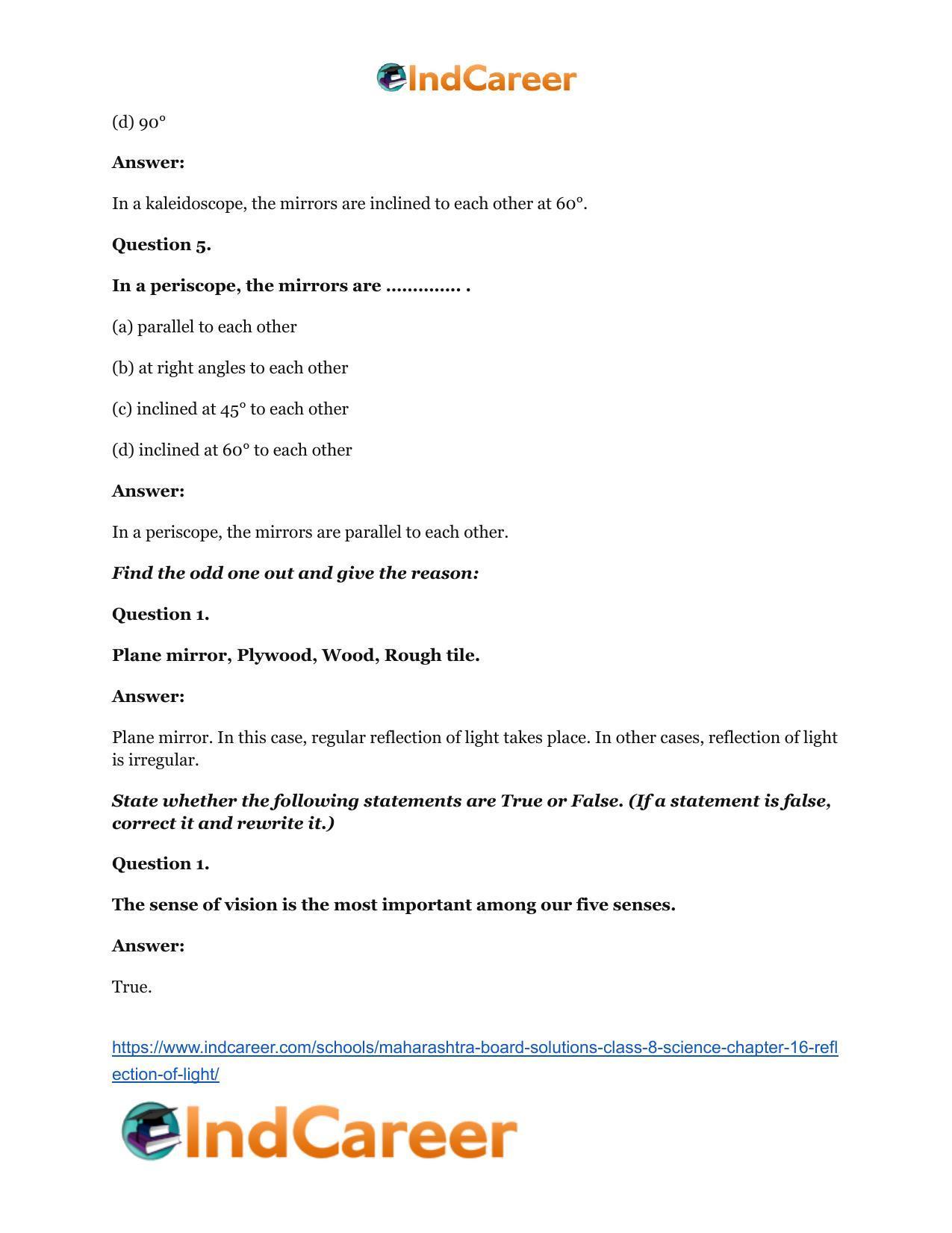 Maharashtra Board Solutions Class 8-Science: Chapter 16- Reflection of Light - Page 9
