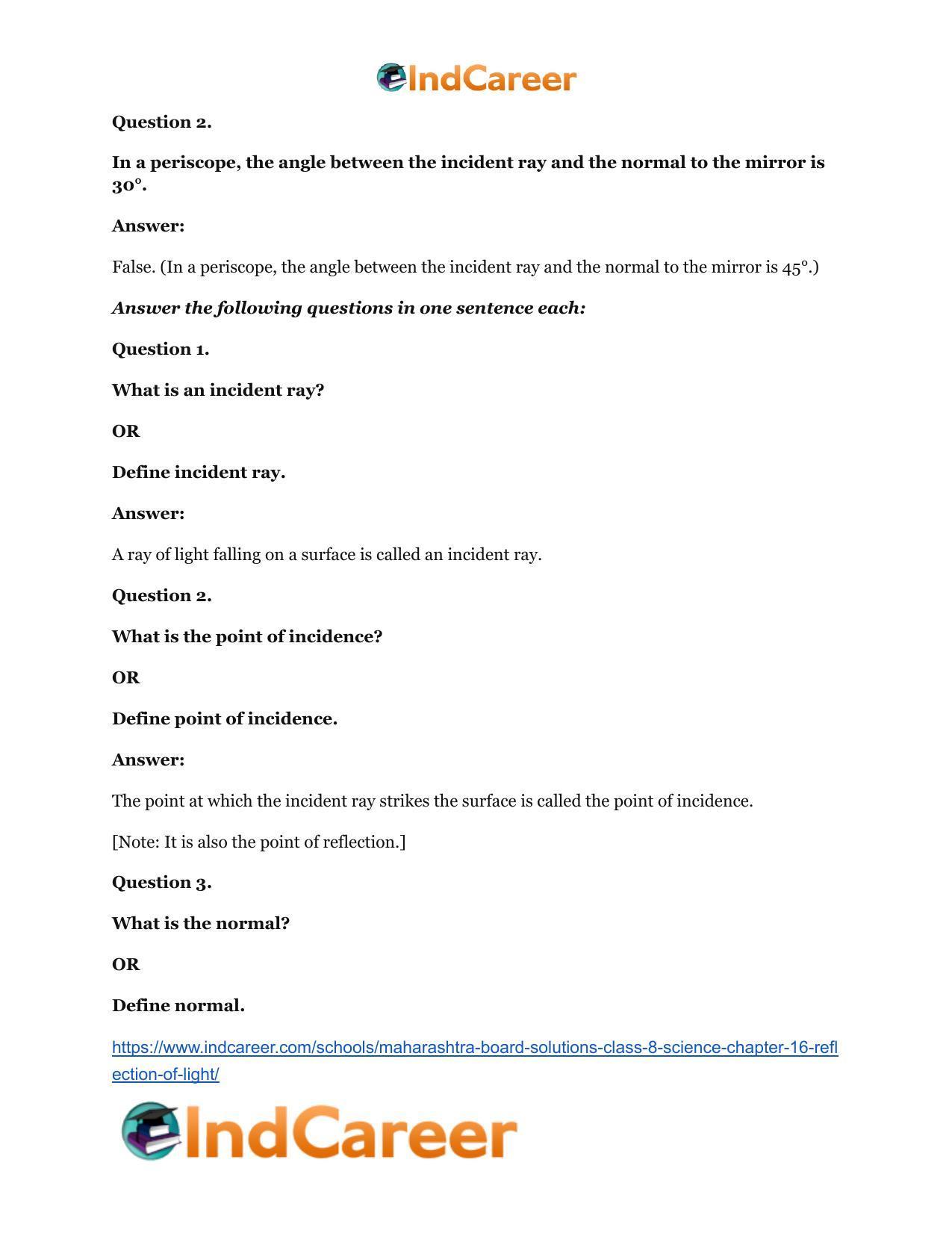Maharashtra Board Solutions Class 8-Science: Chapter 16- Reflection of Light - Page 10