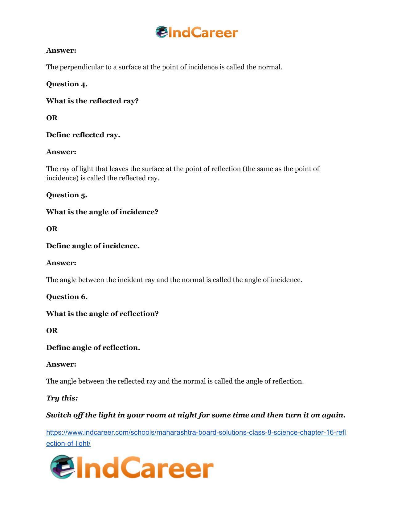 Maharashtra Board Solutions Class 8-Science: Chapter 16- Reflection of Light - Page 11