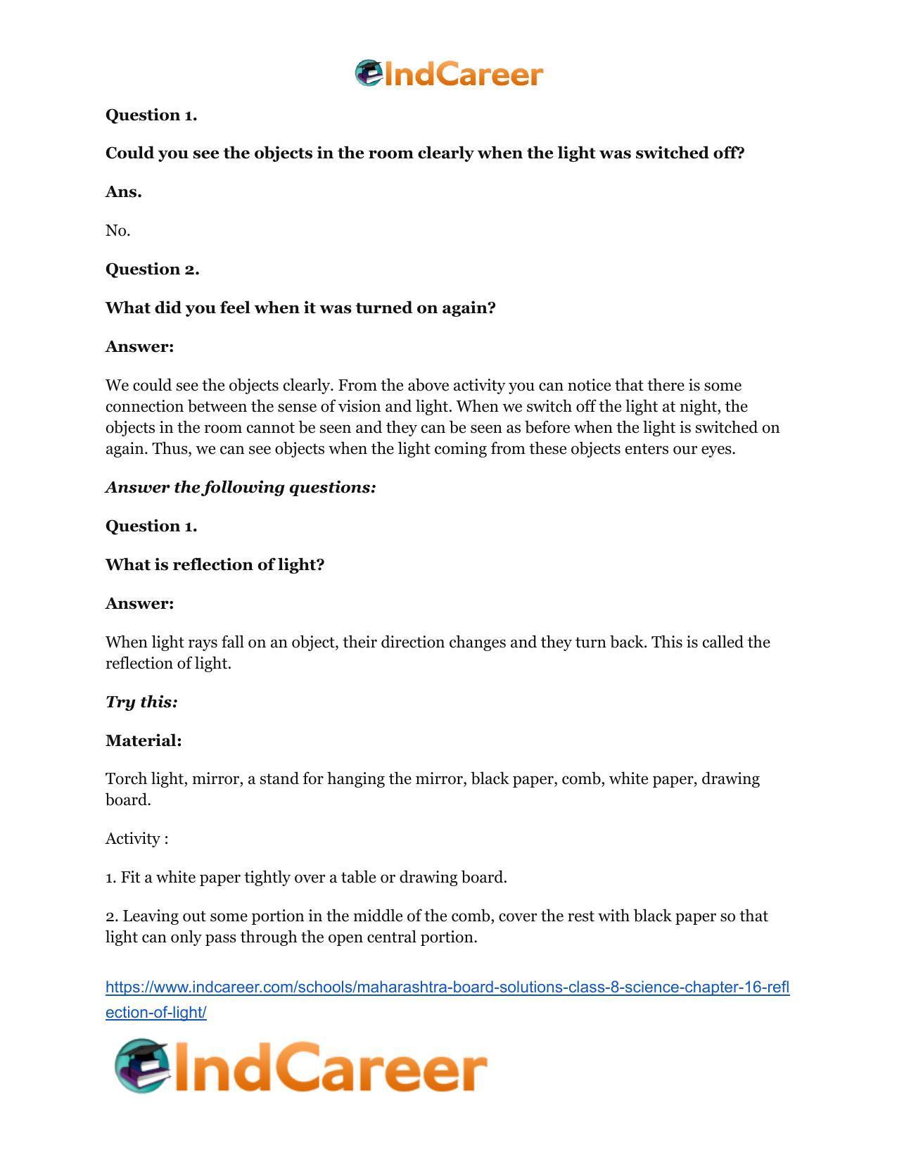 Maharashtra Board Solutions Class 8-Science: Chapter 16- Reflection of Light - Page 12