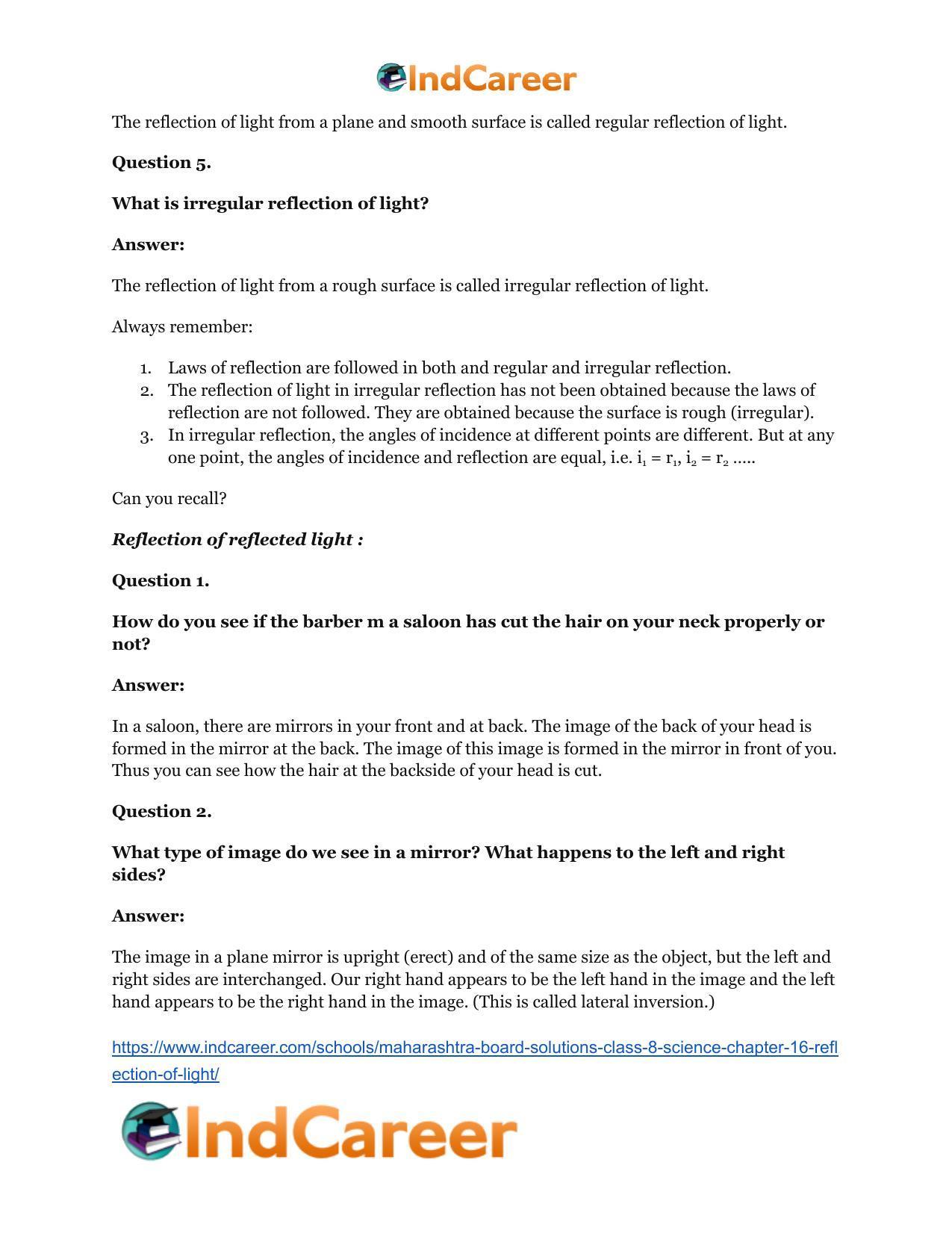 Maharashtra Board Solutions Class 8-Science: Chapter 16- Reflection of Light - Page 17
