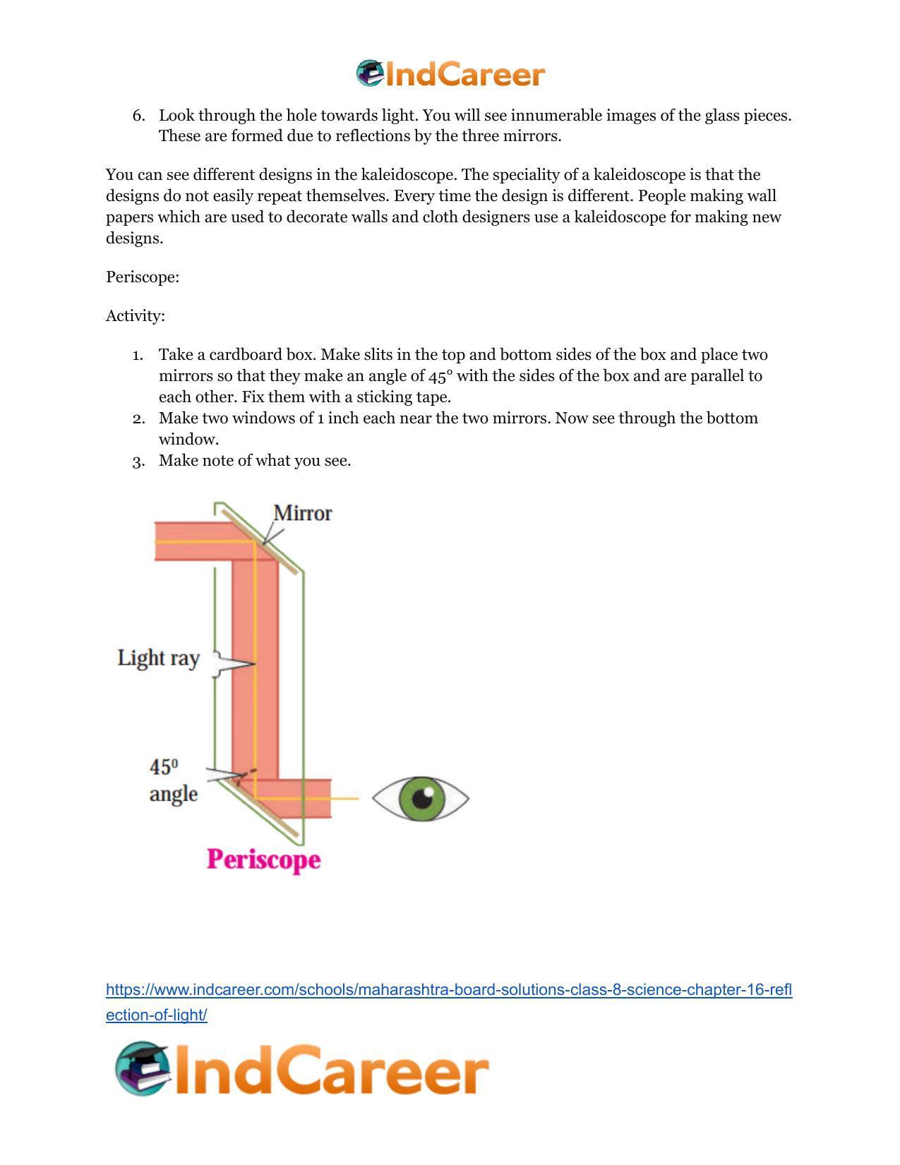 Maharashtra Board Solutions Class 8-Science: Chapter 16- Reflection of Light - Page 19