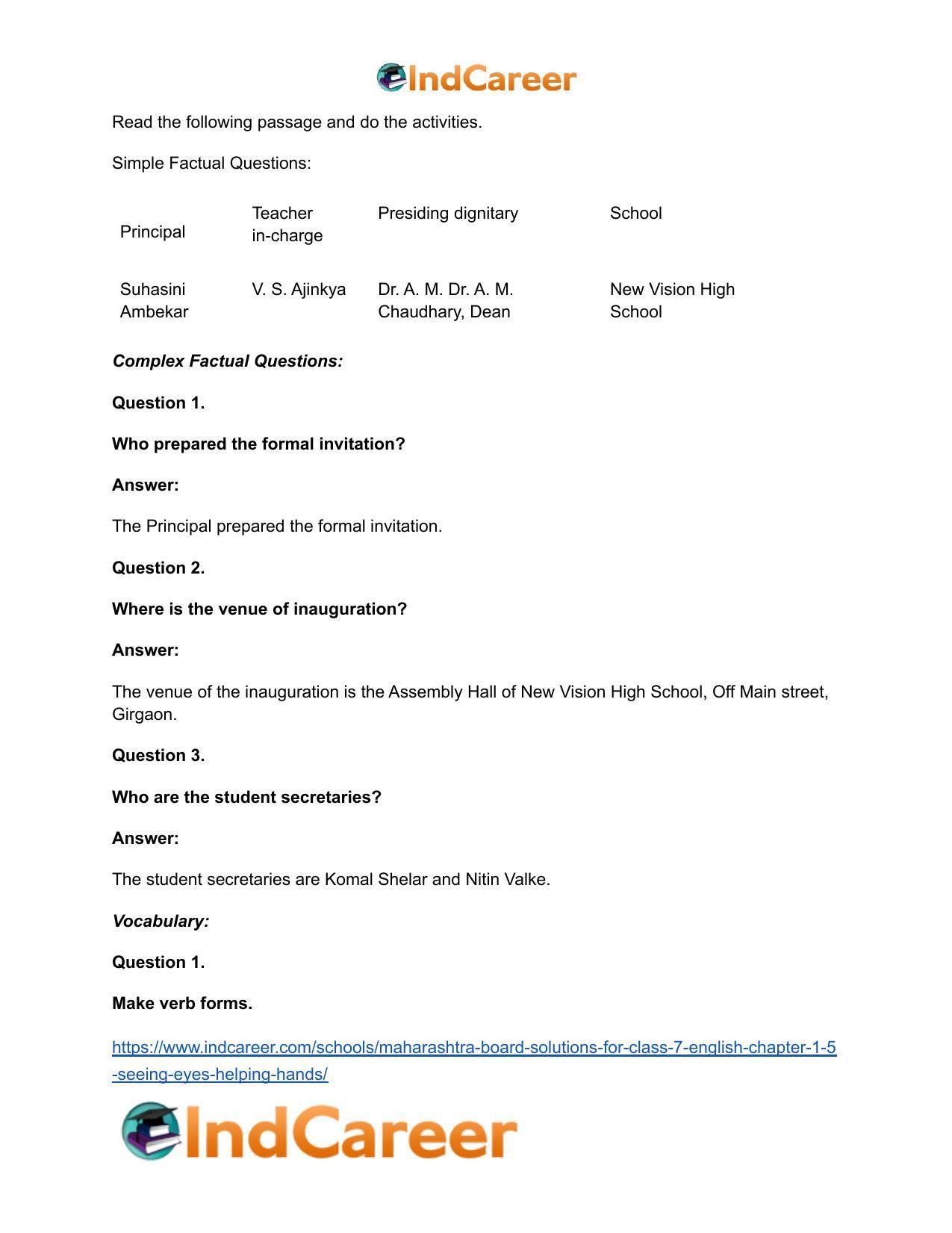 Maharashtra Board Solutions for Class 7- English: Chapter 1.5- Seeing Eyes Helping Hands - Page 7