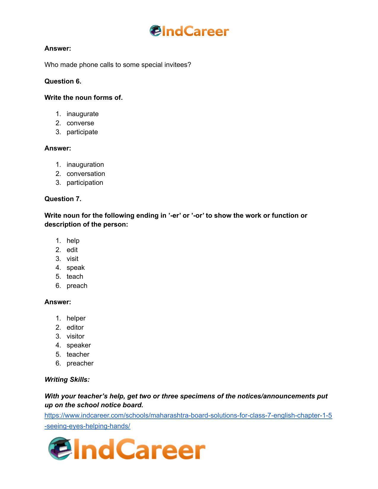 Maharashtra Board Solutions for Class 7- English: Chapter 1.5- Seeing Eyes Helping Hands - Page 12