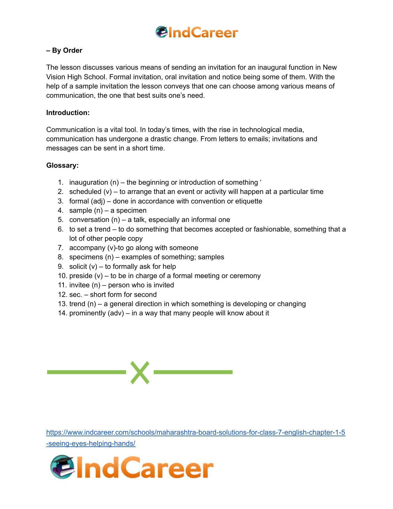 Maharashtra Board Solutions for Class 7- English: Chapter 1.5- Seeing Eyes Helping Hands - Page 14