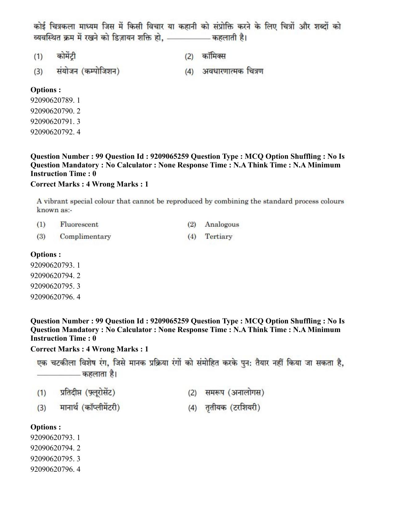 CUET PG 2023: HUQP03 – Applied Arts (Hindi)-Shift-2 (06-06-2023) Question Paper - Page 102