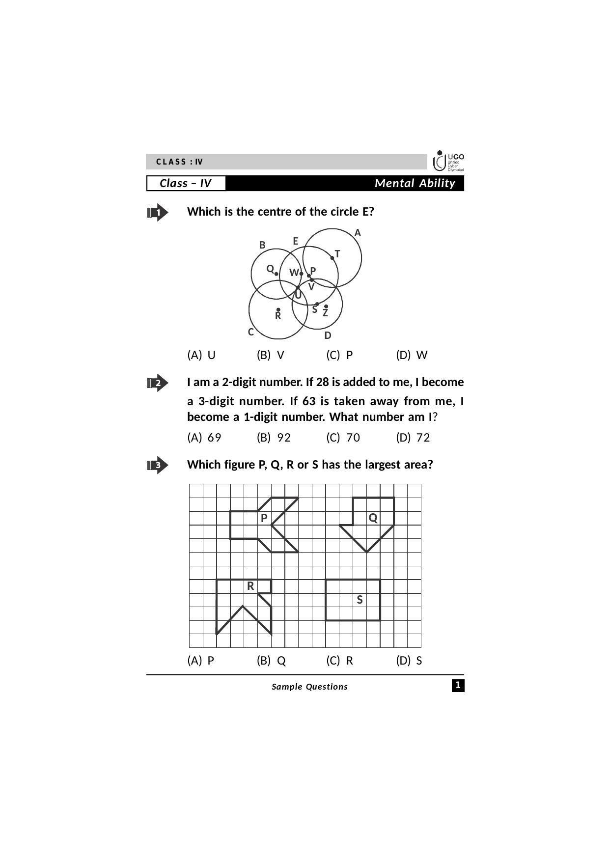 UCO Sample Papers for Class 4 - Page 1