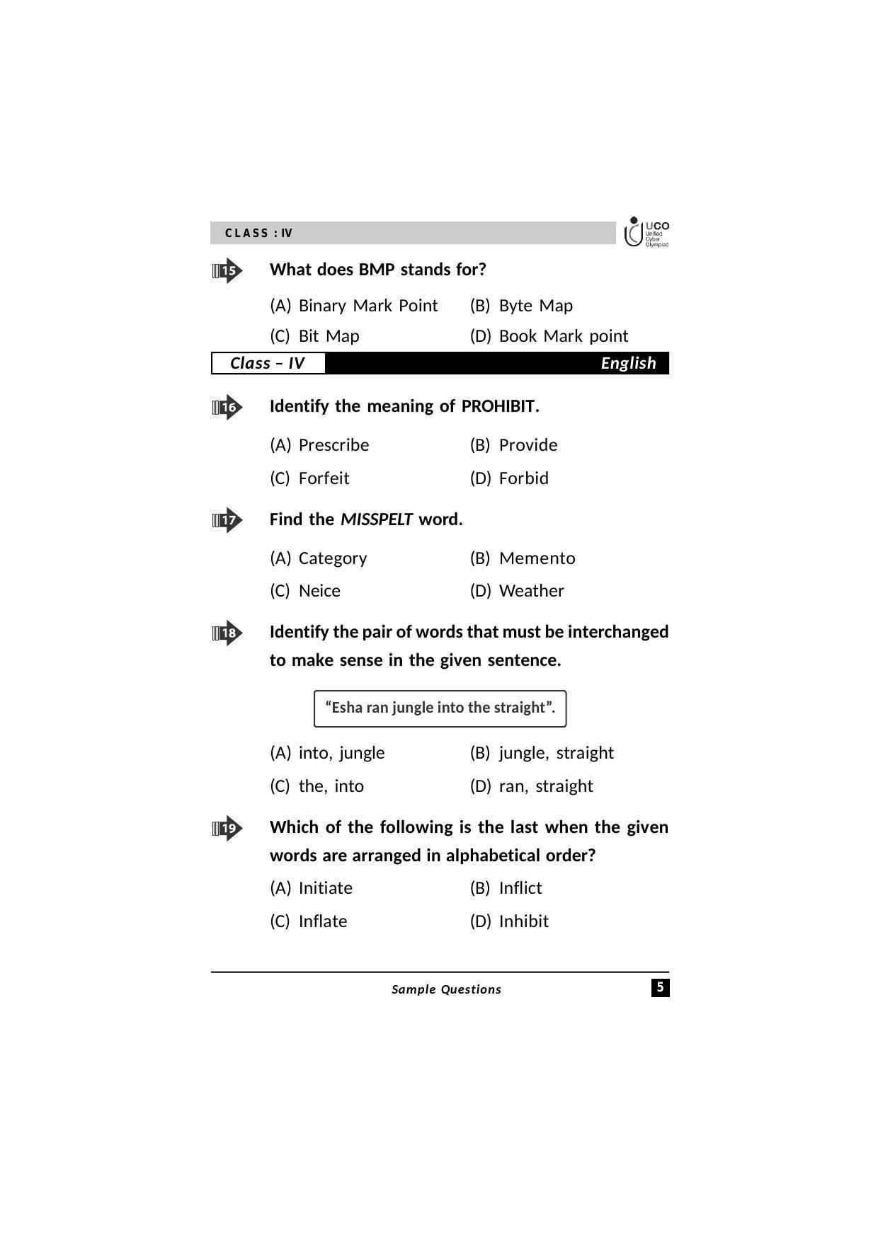 UCO Sample Papers for Class 4 - Page 5