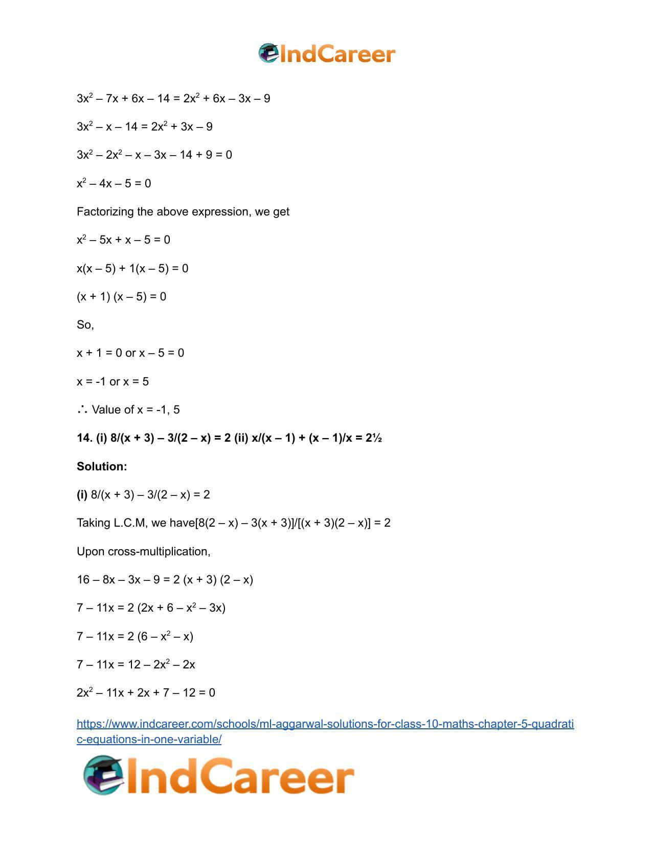 ML Aggarwal Solutions for Class 10 Maths Chapter 5- Quadratic Equations in One Variable - Page 23