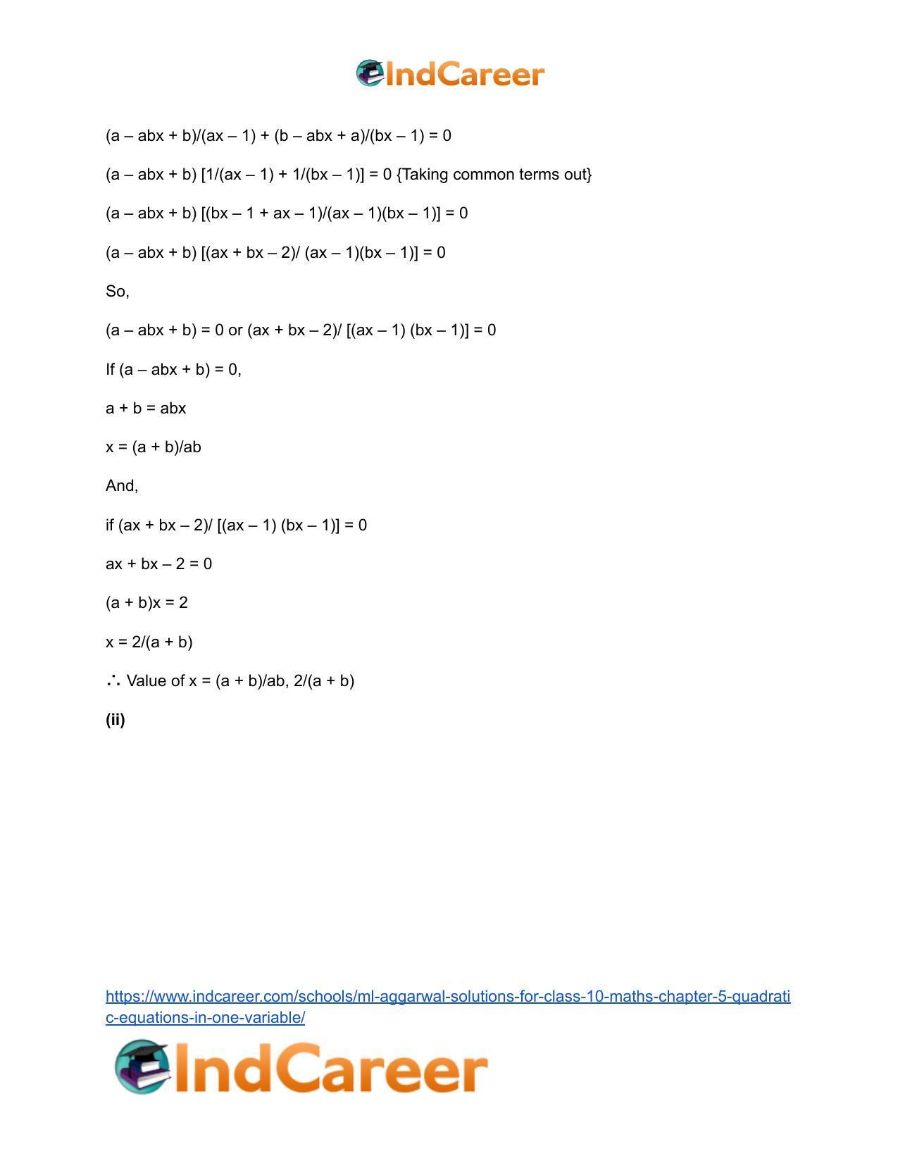 ML Aggarwal Solutions for Class 10 Maths Chapter 5- Quadratic Equations in One Variable - Page 27