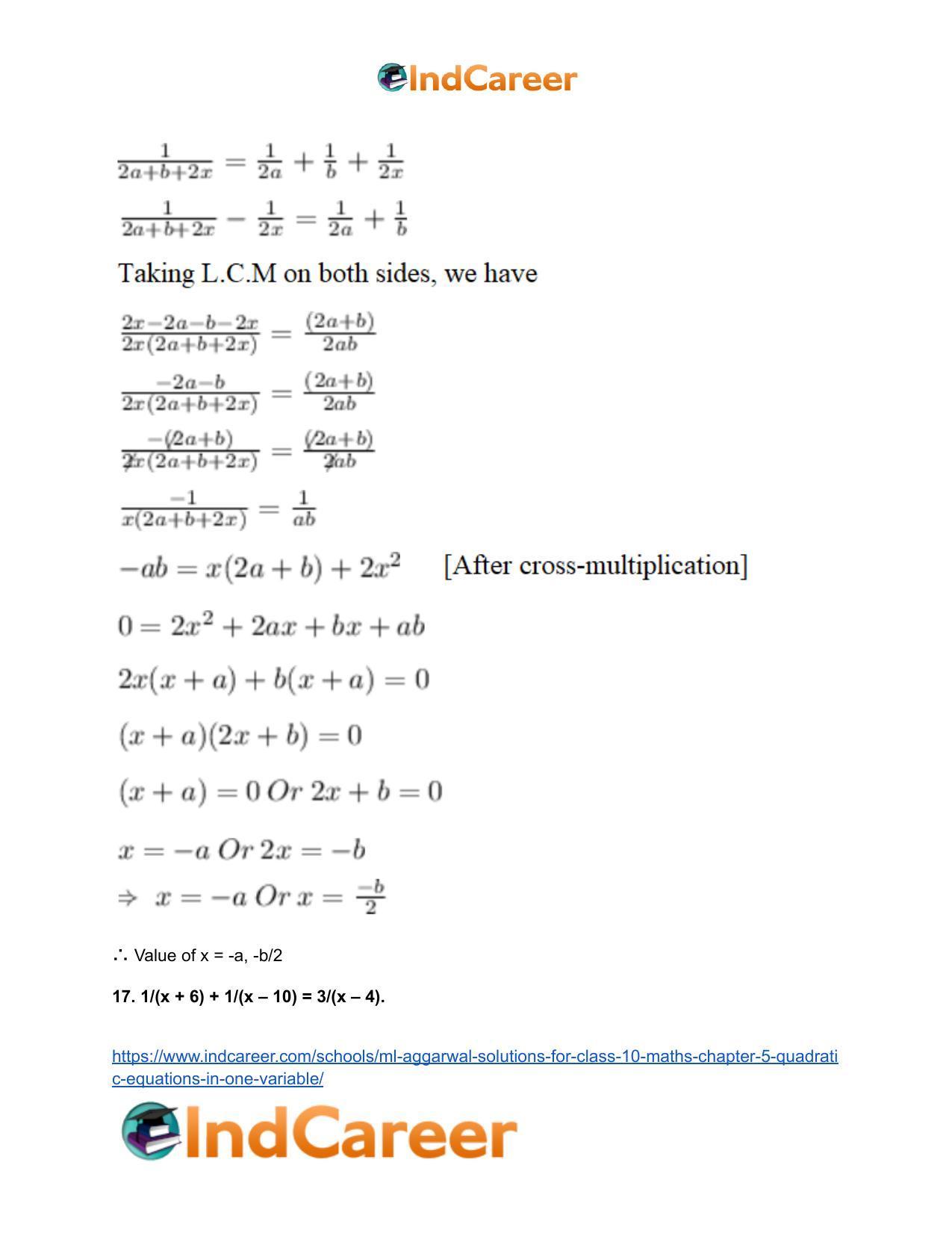 ML Aggarwal Solutions for Class 10 Maths Chapter 5- Quadratic Equations in One Variable - Page 29