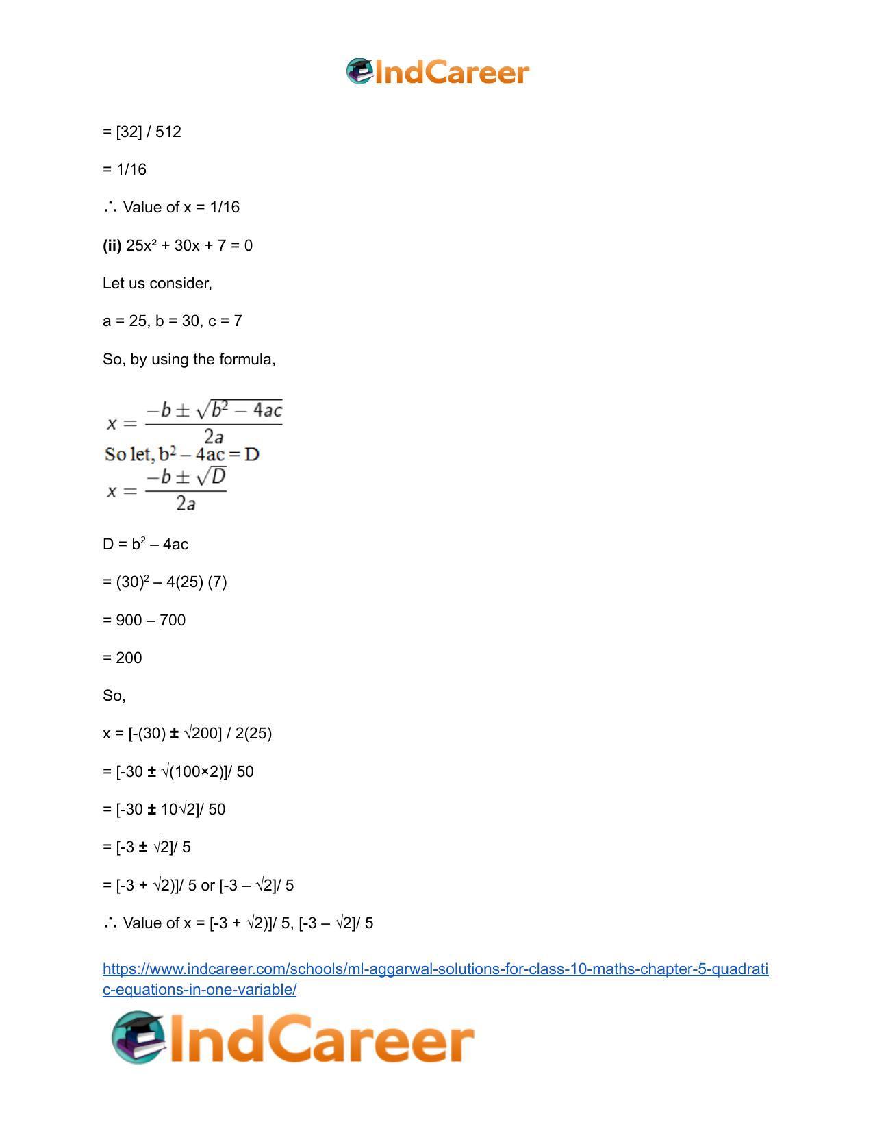 ML Aggarwal Solutions for Class 10 Maths Chapter 5- Quadratic Equations in One Variable - Page 39