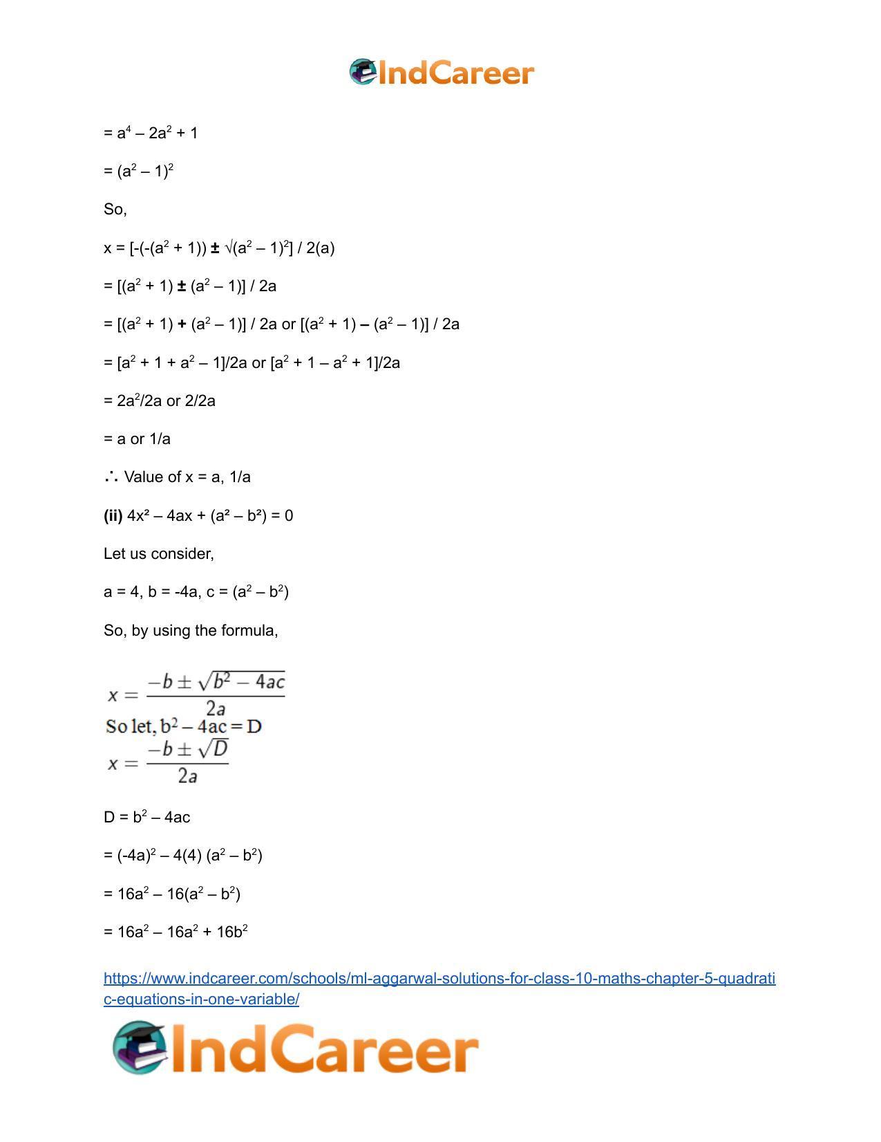 ML Aggarwal Solutions for Class 10 Maths Chapter 5- Quadratic Equations in One Variable - Page 45
