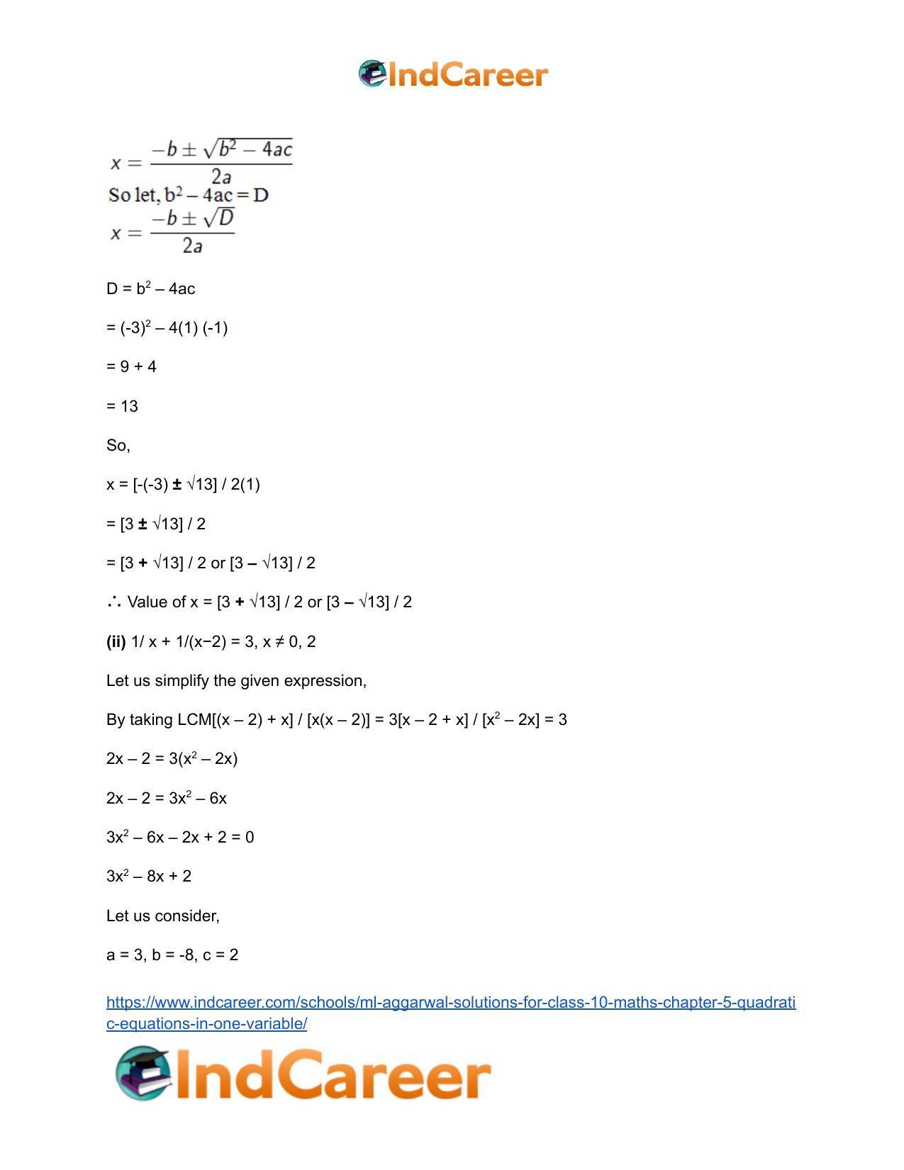 ML Aggarwal Solutions for Class 10 Maths Chapter 5- Quadratic Equations in One Variable - Page 47