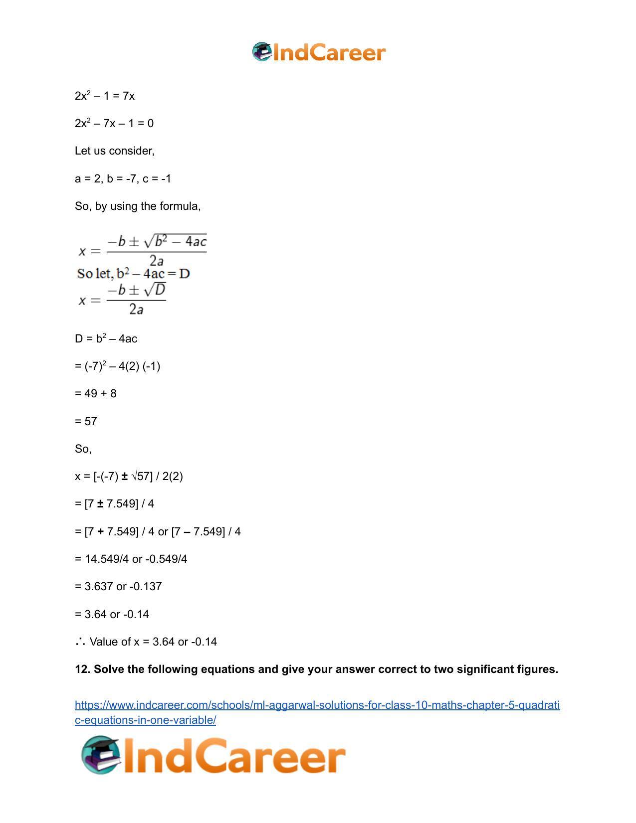 ML Aggarwal Solutions for Class 10 Maths Chapter 5- Quadratic Equations in One Variable - Page 54
