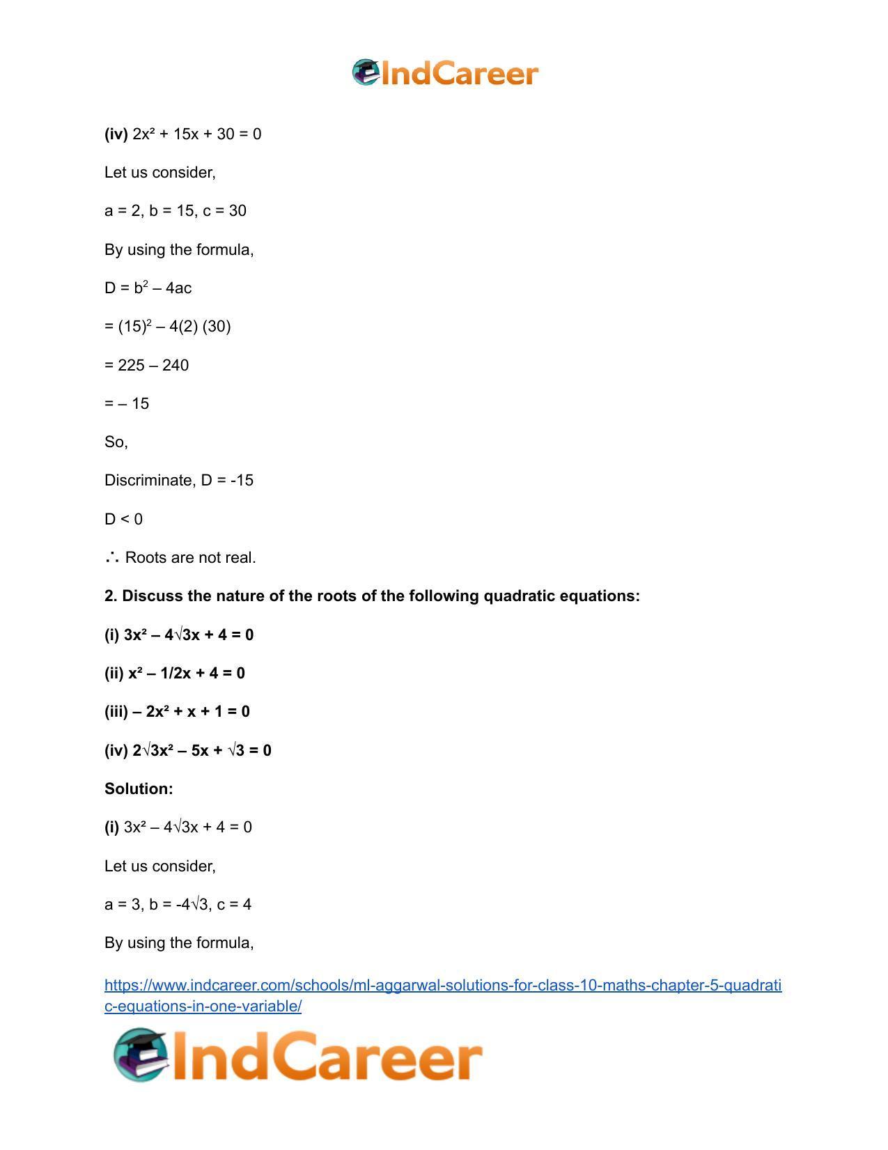 ML Aggarwal Solutions for Class 10 Maths Chapter 5- Quadratic Equations in One Variable - Page 60