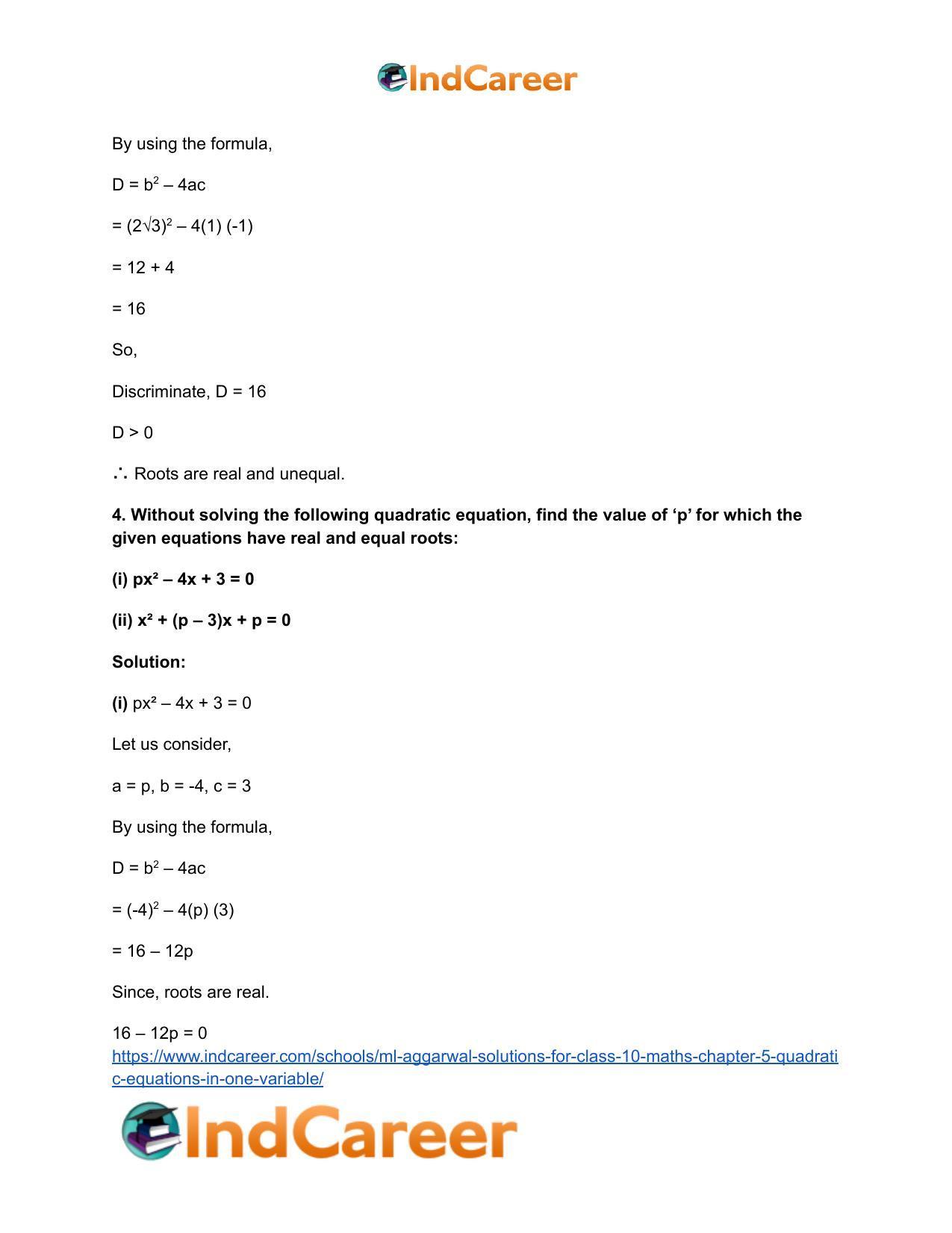 ML Aggarwal Solutions for Class 10 Maths Chapter 5- Quadratic Equations in One Variable - Page 64