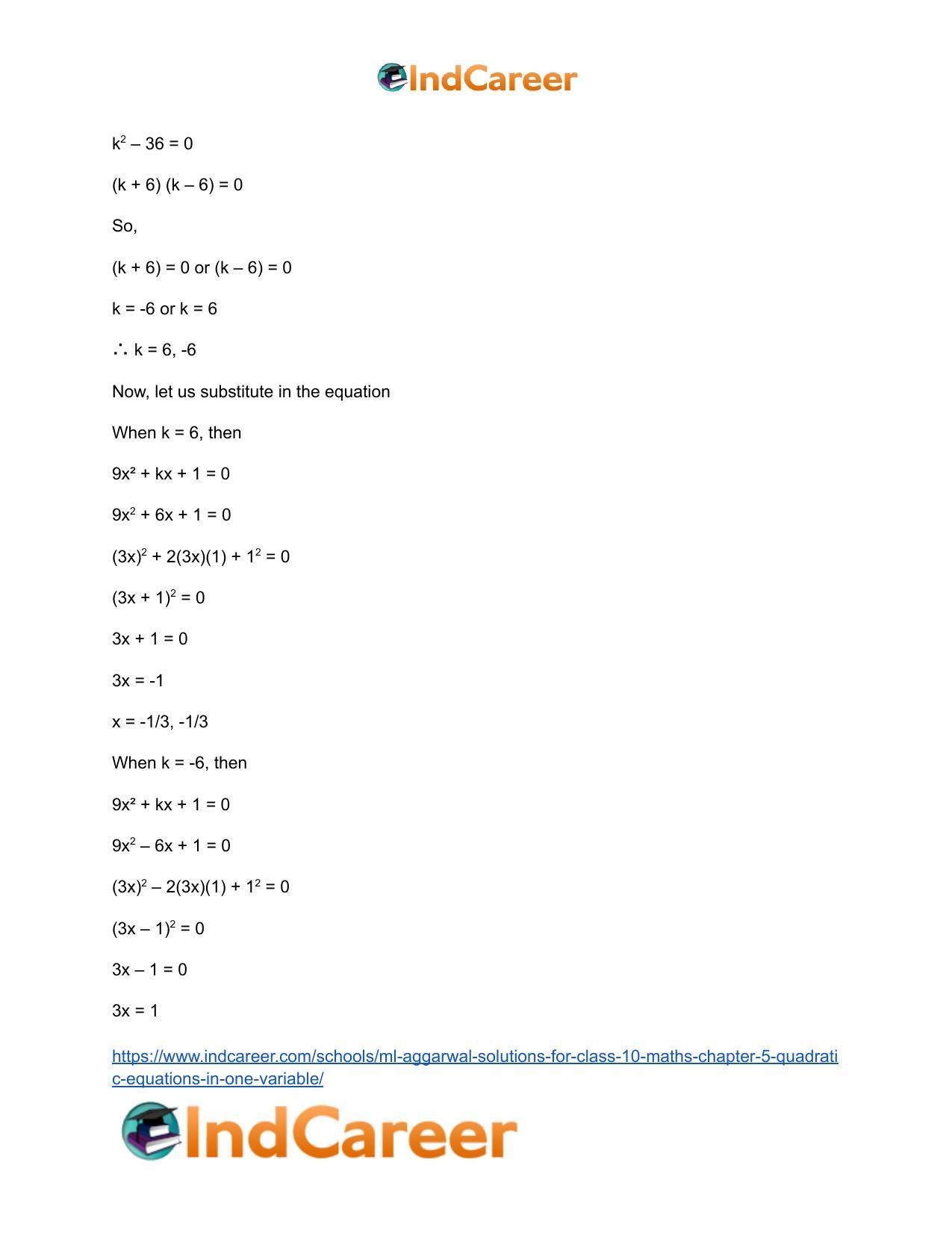 ML Aggarwal Solutions for Class 10 Maths Chapter 5- Quadratic Equations in One Variable - Page 71