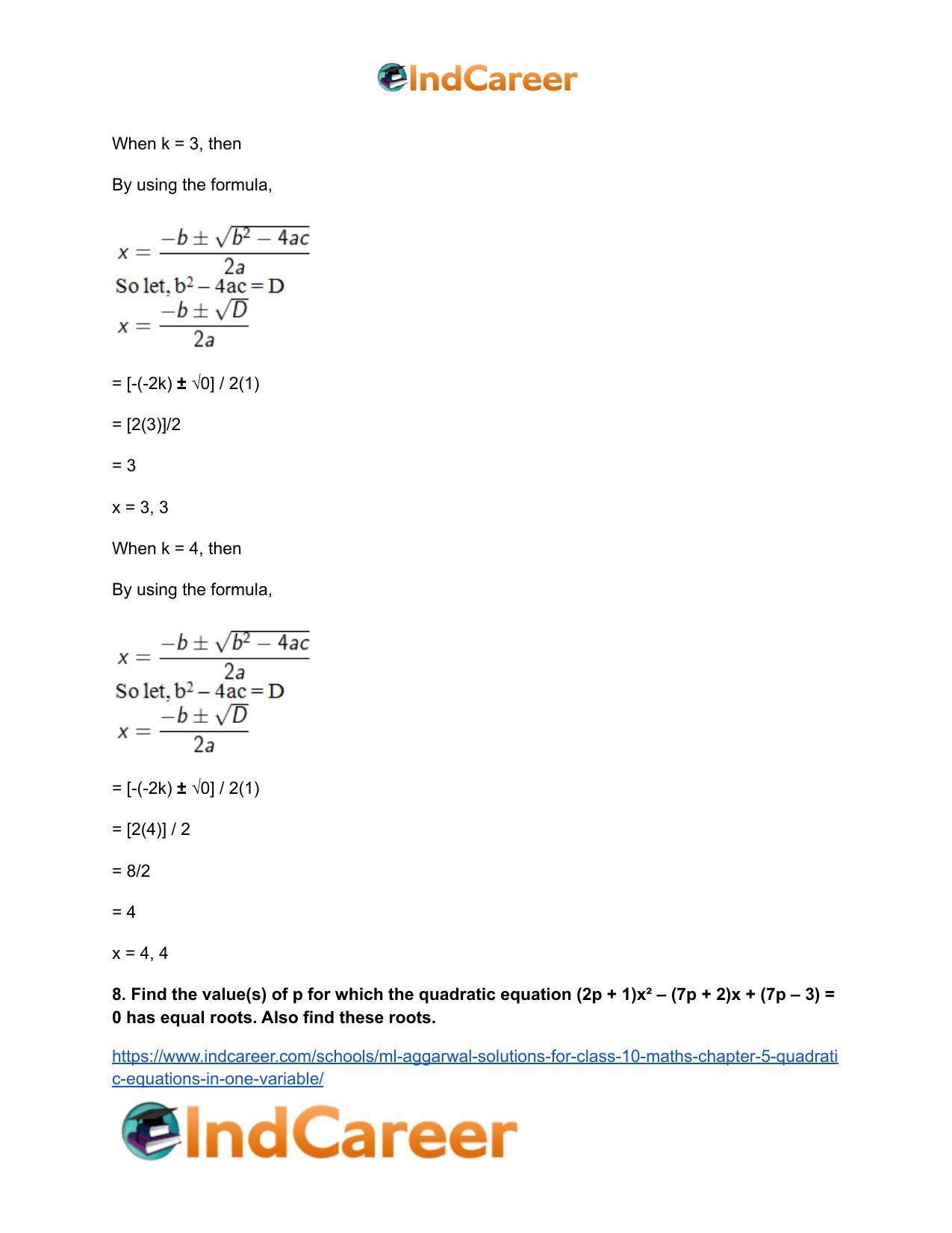 ML Aggarwal Solutions for Class 10 Maths Chapter 5- Quadratic Equations in One Variable - Page 73