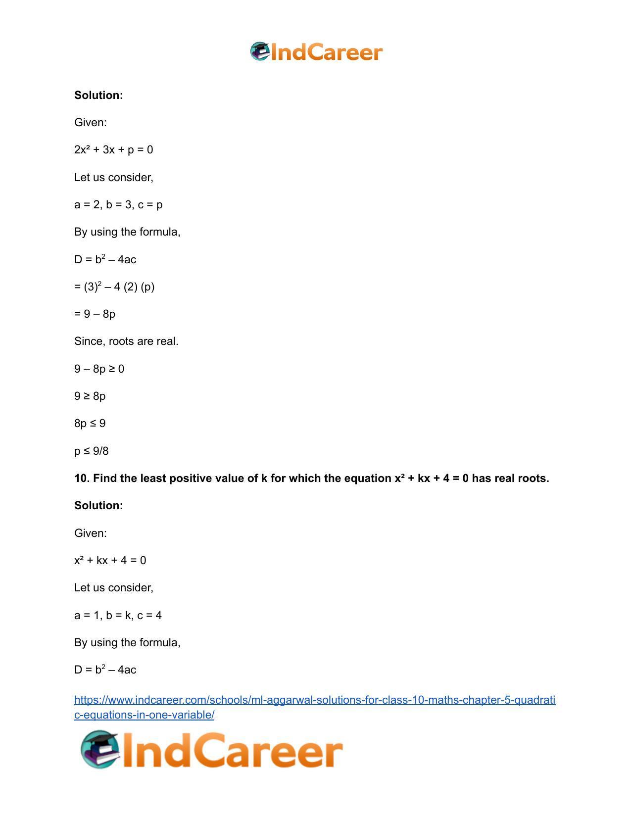 ML Aggarwal Solutions for Class 10 Maths Chapter 5- Quadratic Equations in One Variable - Page 75