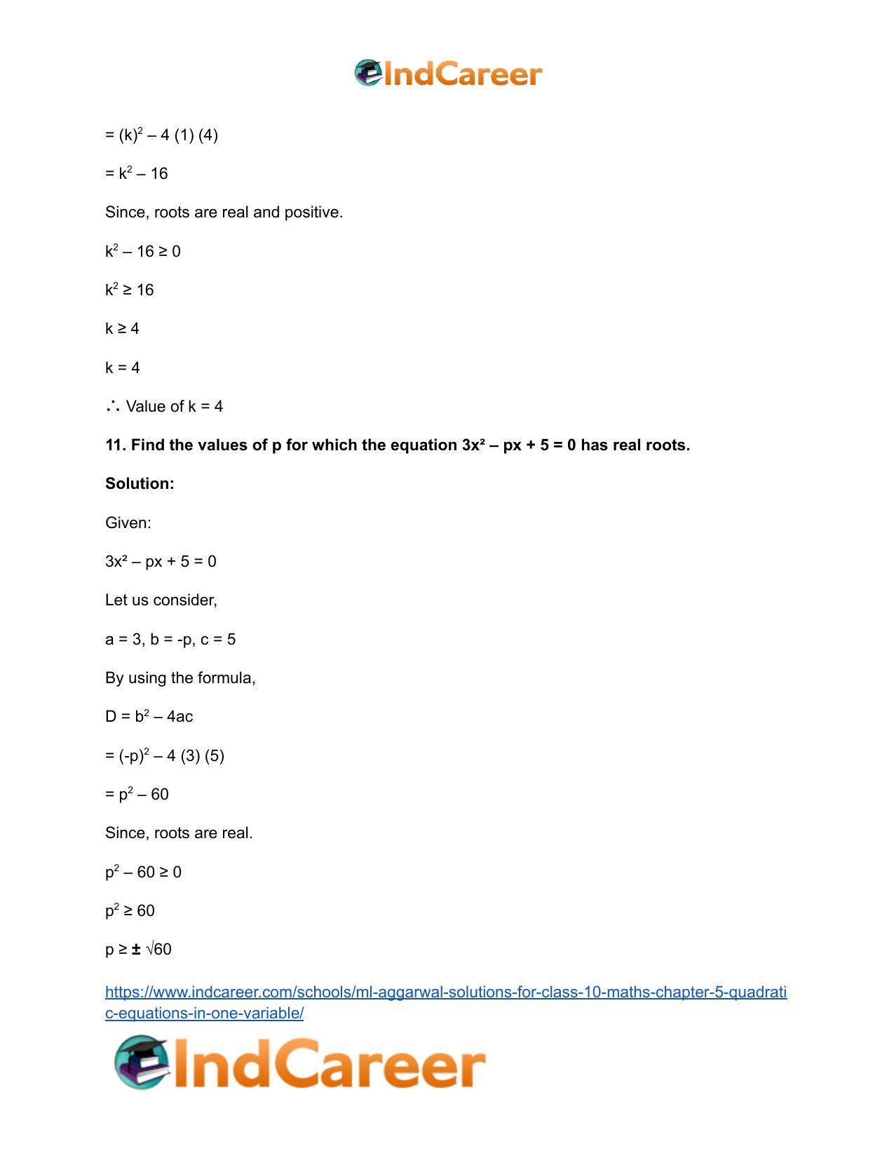 ML Aggarwal Solutions for Class 10 Maths Chapter 5- Quadratic Equations in One Variable - Page 76