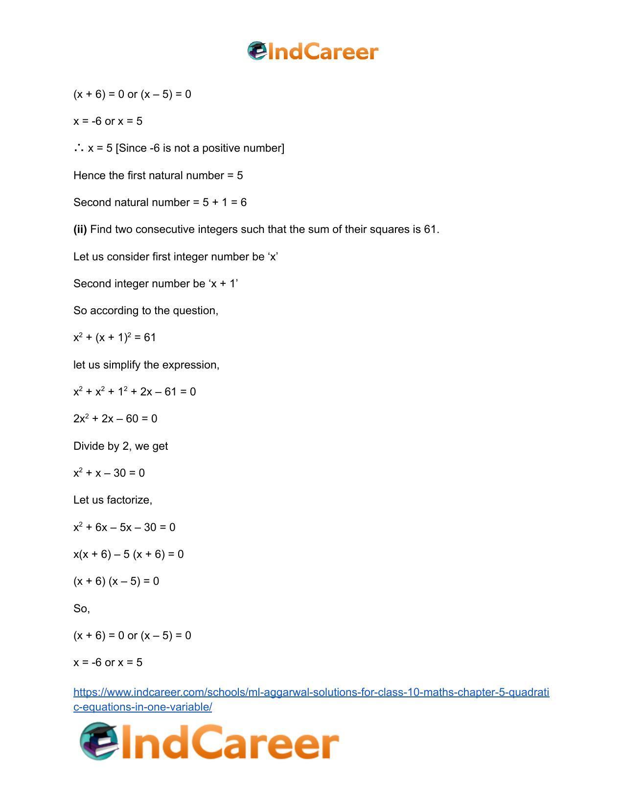 ML Aggarwal Solutions for Class 10 Maths Chapter 5- Quadratic Equations in One Variable - Page 78