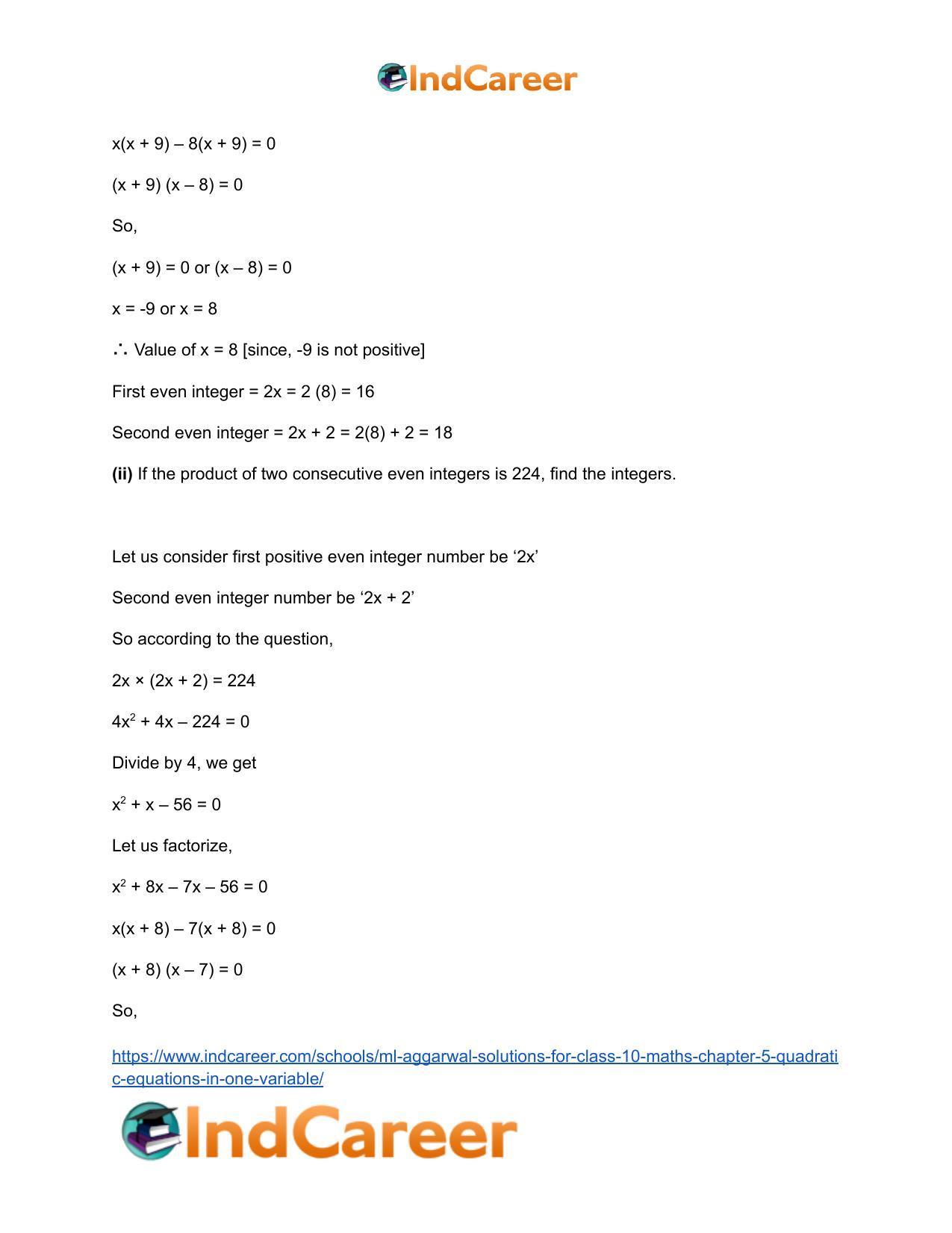 ML Aggarwal Solutions for Class 10 Maths Chapter 5- Quadratic Equations in One Variable - Page 80