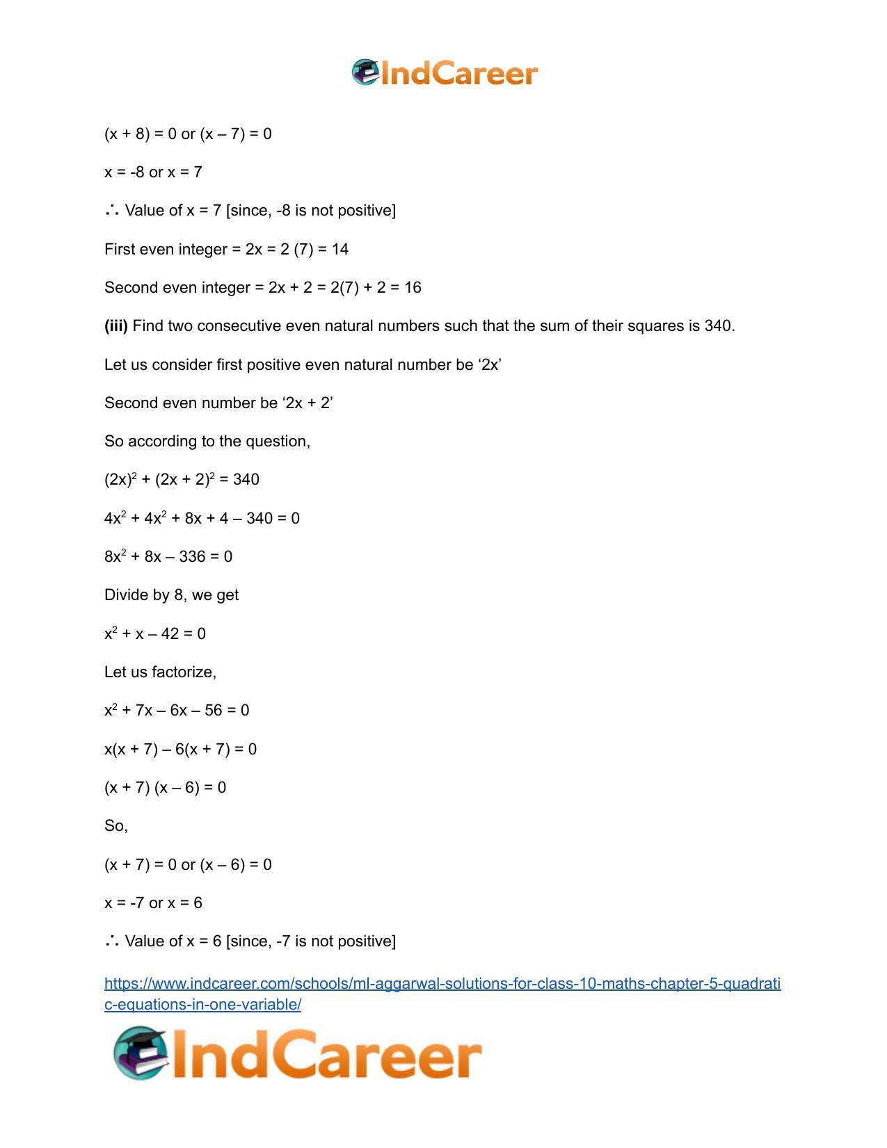 ML Aggarwal Solutions for Class 10 Maths Chapter 5- Quadratic Equations in One Variable - Page 81