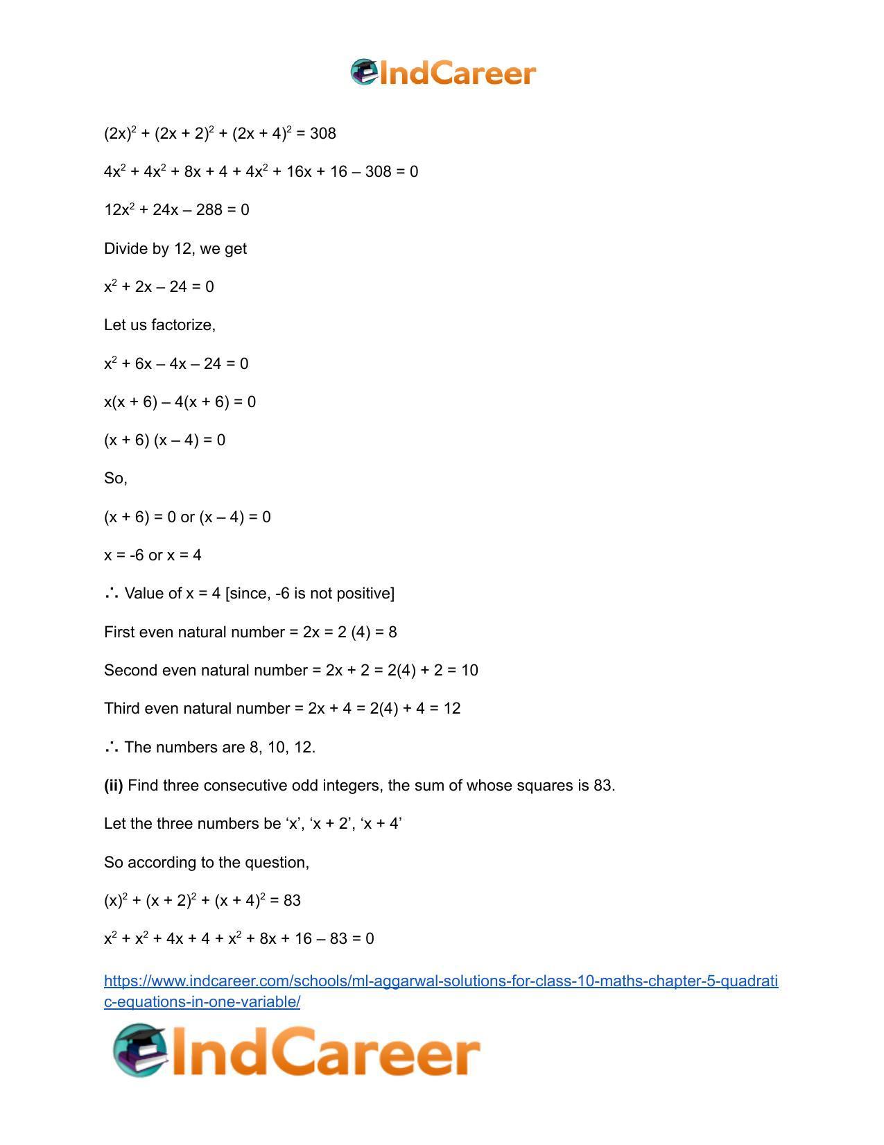 ML Aggarwal Solutions for Class 10 Maths Chapter 5- Quadratic Equations in One Variable - Page 89